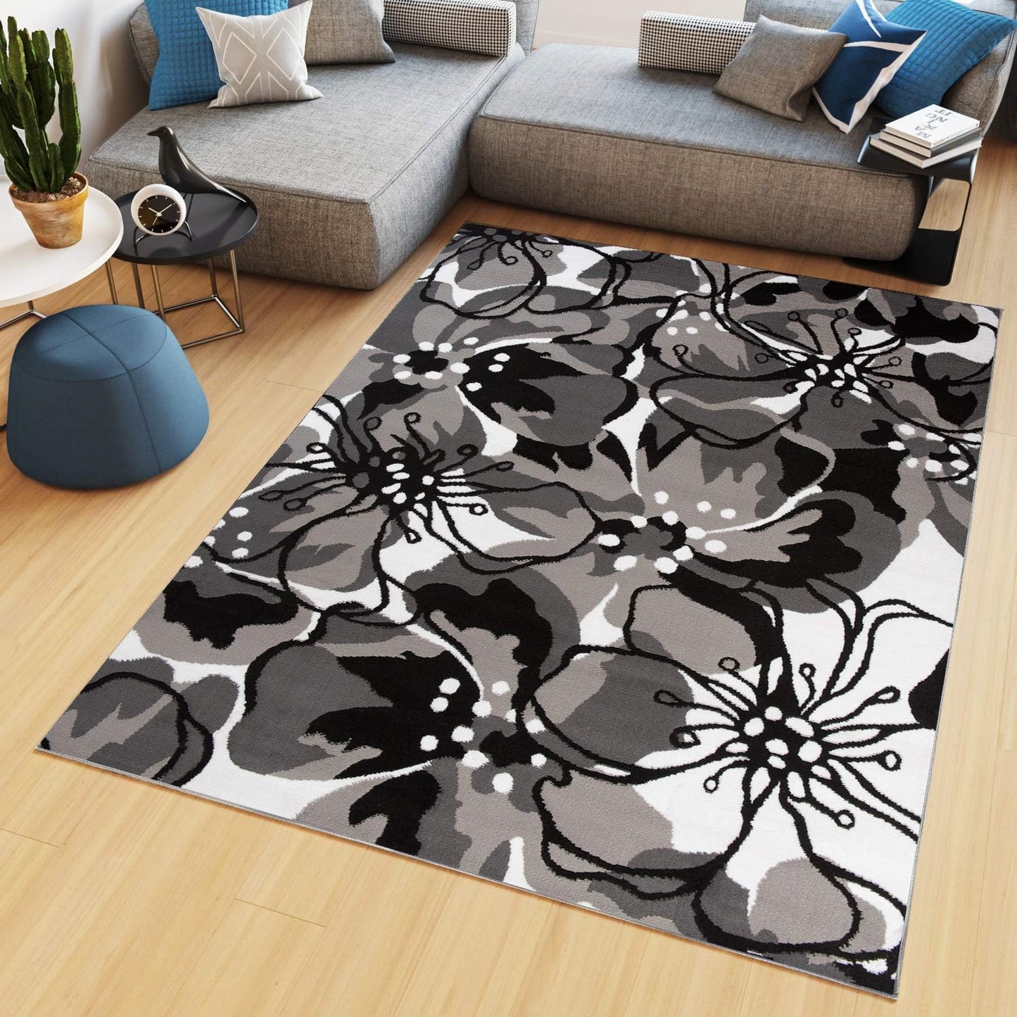 TAPISO Maya Short Pile Rug, Modern Blurred/Heathered/Striped Design, Black/Grey/Red/White, for Living Rooms, Bedrooms, OEKO-TEX, 200 x 300 cm