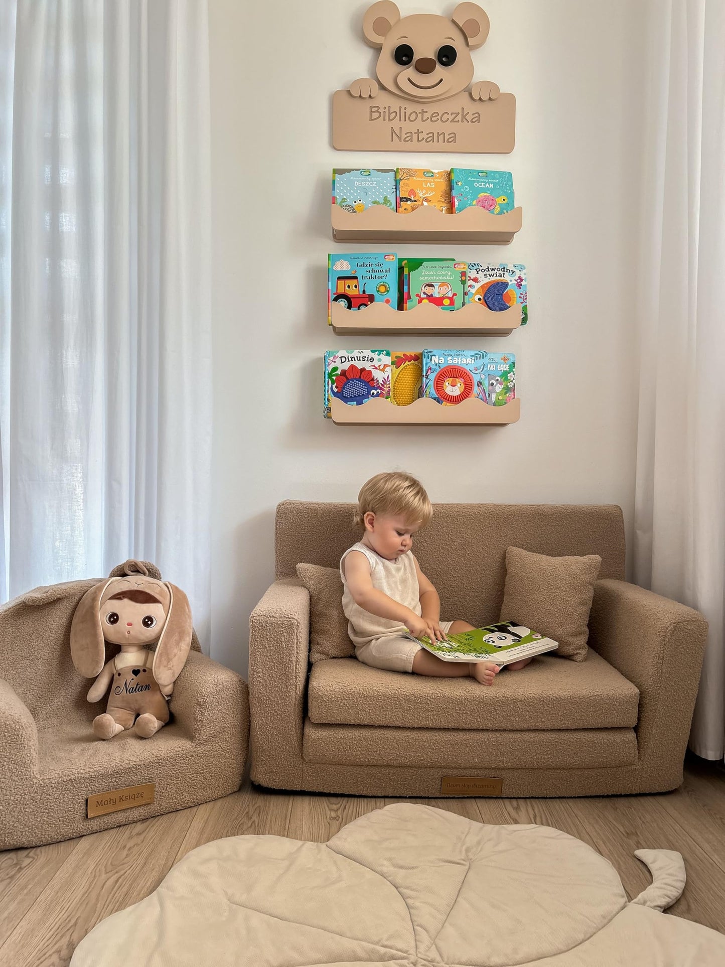 Flumi Personalised Children's/Teenager's Couch/Armchair/Sofa Bed, with Engraving of Child's Name, Play Sofa, Sleeping Chair, Bed Function, Children's Furniture, 92 x 40 x 60 cm, Microfibre (Grey)