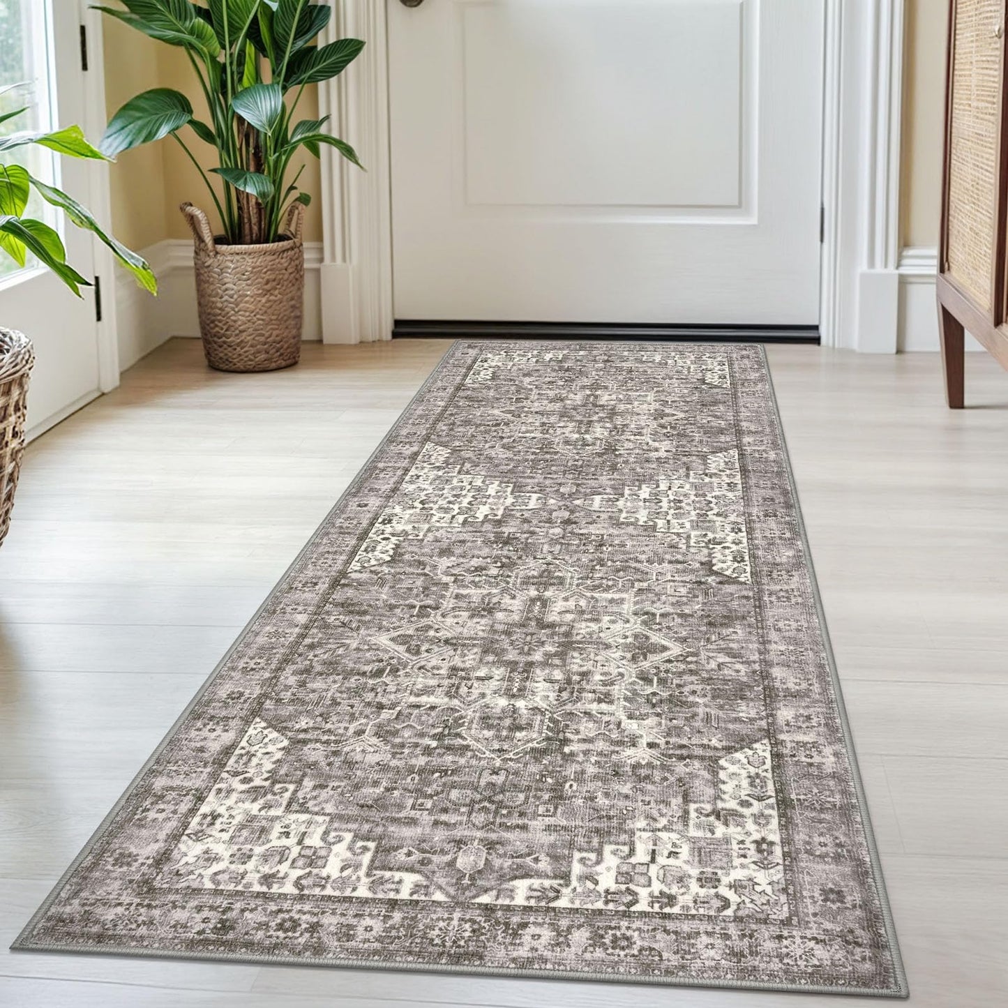 2x3 Blue Washable Rug for Entrance, Soft Traditional Area Rug, Non-Slip Printed Kitchen Rugs, Low-Pile Medallion Indoor Door Mat, Small Farmhouse Carpet for Entryway Kitchen Foyer Bedside