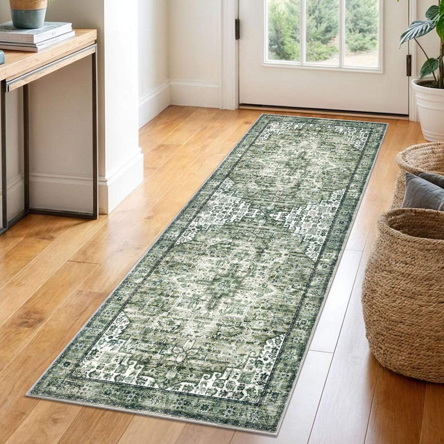2x3 Blue Washable Rug for Entrance, Soft Traditional Area Rug, Non-Slip Printed Kitchen Rugs, Low-Pile Medallion Indoor Door Mat, Small Farmhouse Carpet for Entryway Kitchen Foyer Bedside