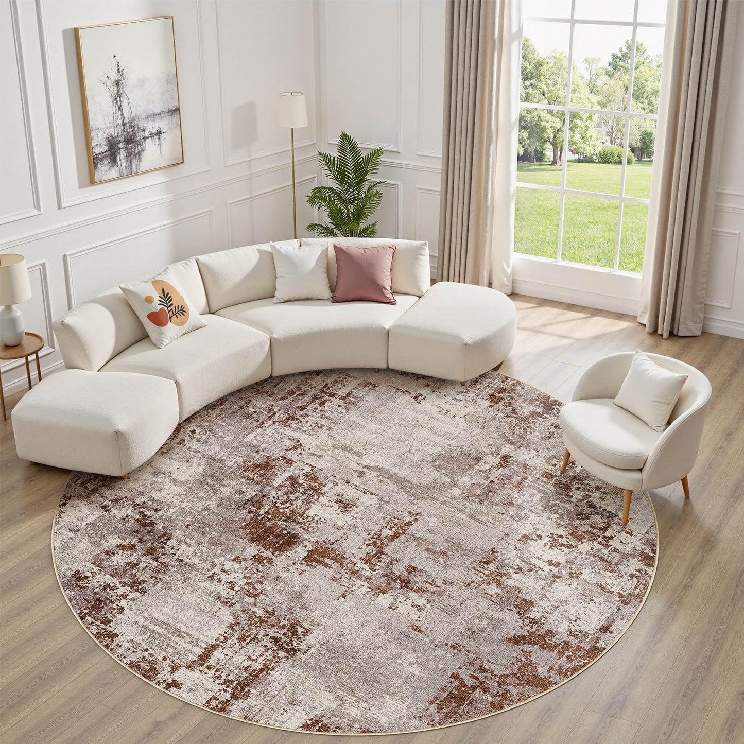 Tortania Washable 5x7 Area Rug for Living Room: Modern Abstract Neutral Large Soft Thin Rugs - Non Slip Indoor Carpet for Bedroom Dining Room Office Nursery Home Floor Decoration - Grey