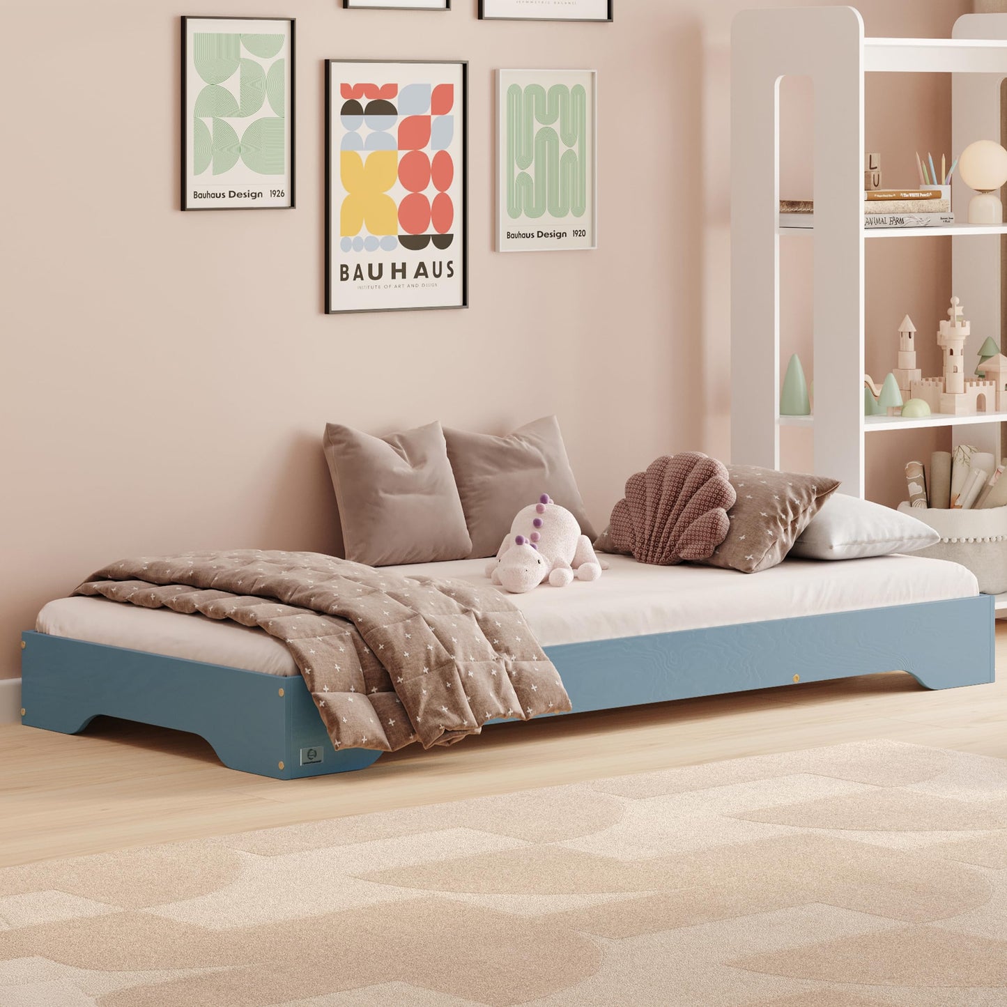smartwood Kinderbett 90x190 Schwarz - Bodenbett aus Kiefernholz mit FSC-Zertifikat - Montessori Bett mit gebogenem Lattenrost bis zu 230 kg für Jungen und Mädchen - Einfache Montage - TILA 7