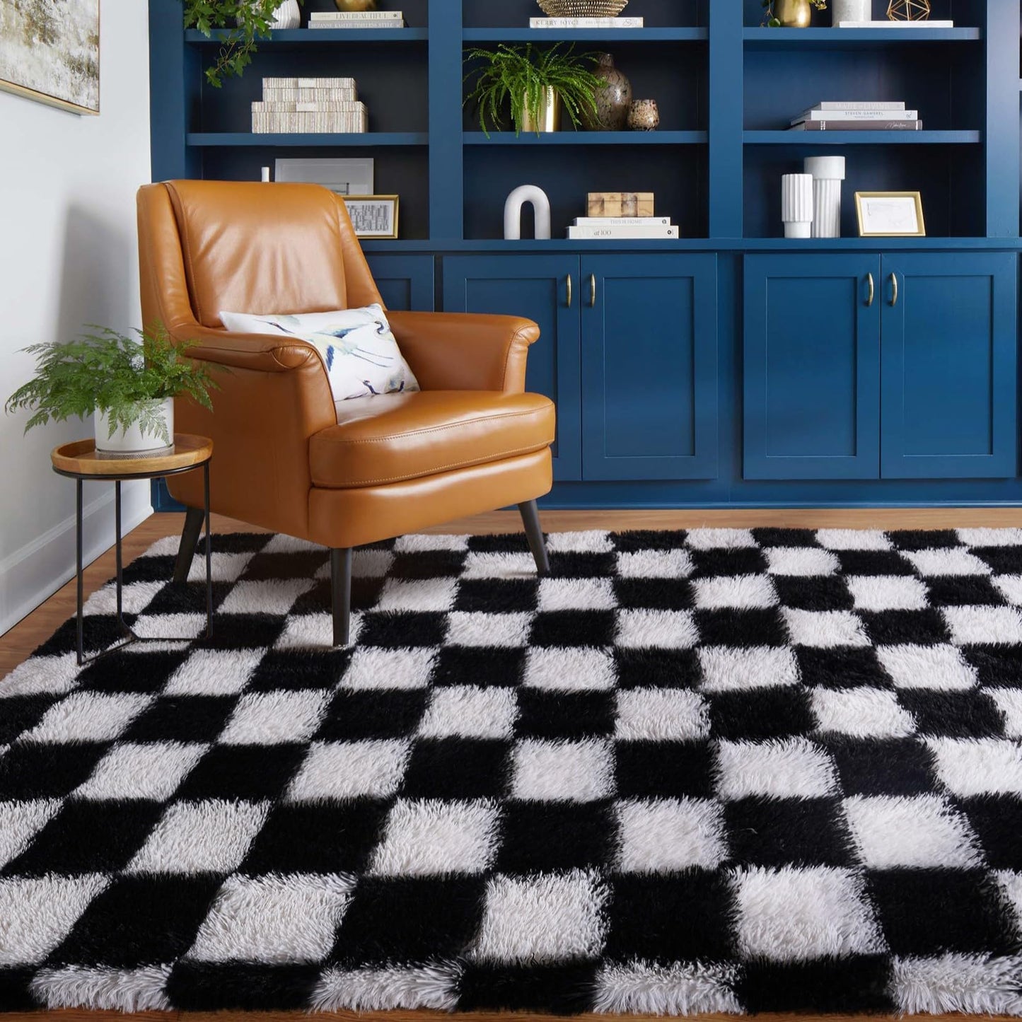 BYBSRLL Checked Rug Pink and White 120 x 180 cm High Pile Soft Fluffy Cuddly Rug Washable Rug Living Room Bedroom Children's Room Girls Non-Slip Rugs for Living Room