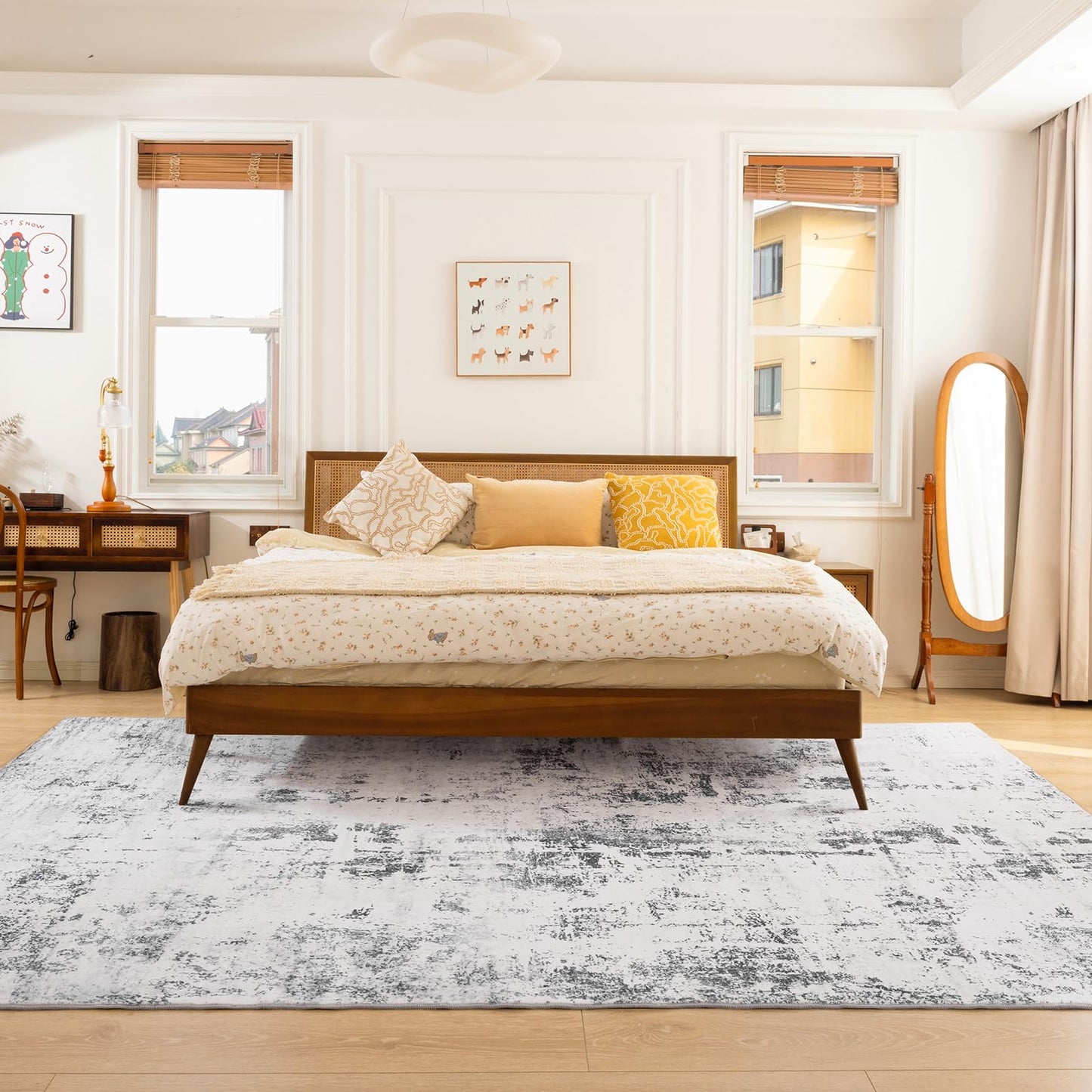 UMINEUX Washable Area Rug 5'x7' Large Modern Abstract Living Room Rug with Anti-Slip Rubber Backing, Ultra Soft Low Pile Rugs Carpet for Dining Room Bedroom Home Office Decor