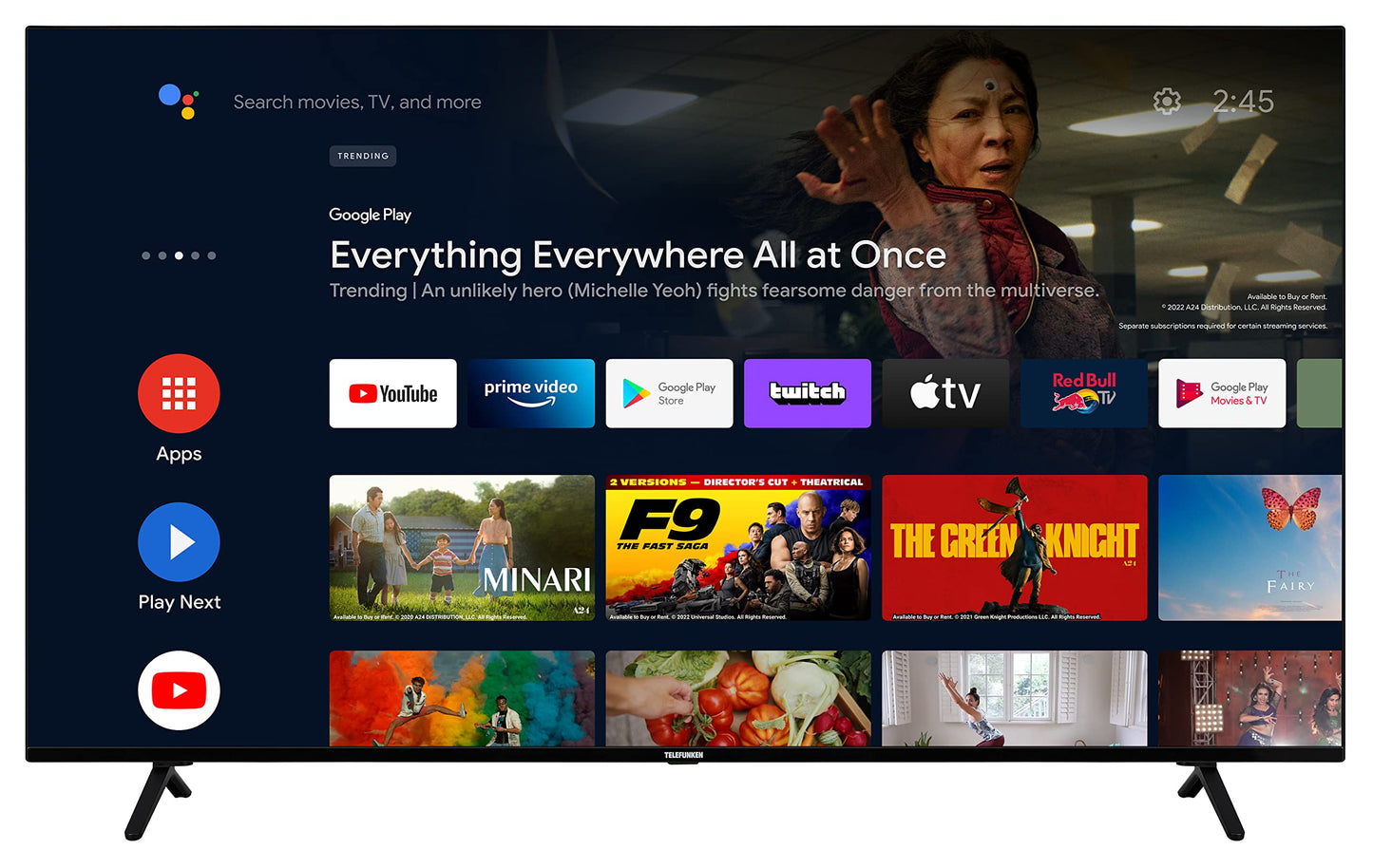 TELEFUNKEN QLED TV 32 Inch TV Full HD Android Smart TV (HDR, Triple Tuner, Bluetooth) QF32AN750S