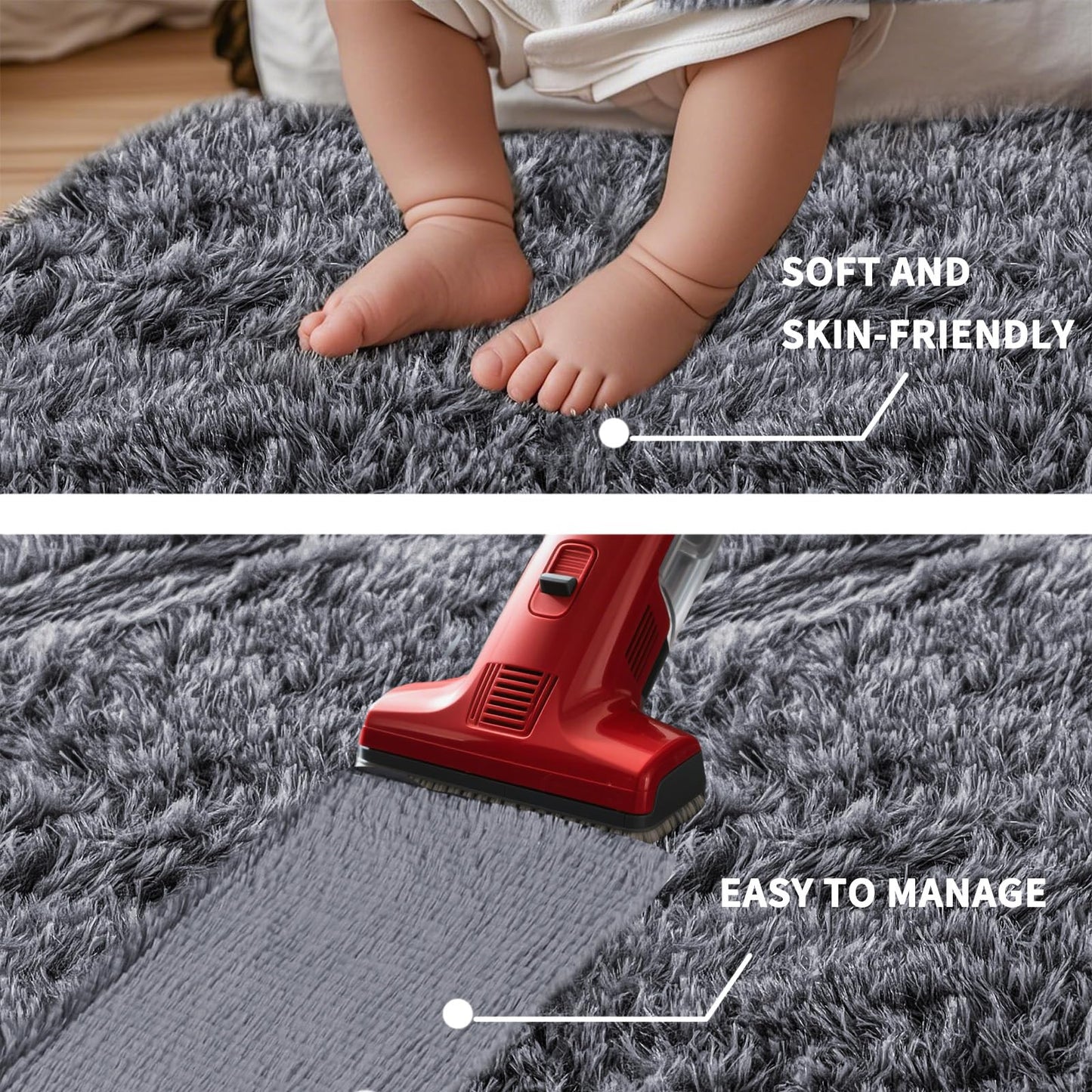 High Pile Living Room Rug, 140 x 200 cm, Cream Fuzzy Shaggy Fluffy Rug for Bedroom Rugs, Modern Plush Living Room Rug, Bed Rug, High-Pile Carpet, Non-Slip for Children's Room