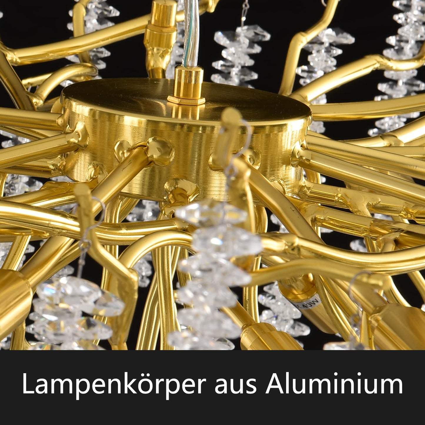 AHXIAOZN Modern Kronleuchter Kristall Leuchte,Luxus Kristall Pendelleuchte,Dimmbar Rund Kristall Hängeleuchte,für Esszimmer, Küche, Wohnzimmer, Schlafzimmer, Flur, Café,Bar(Gold,60cm)