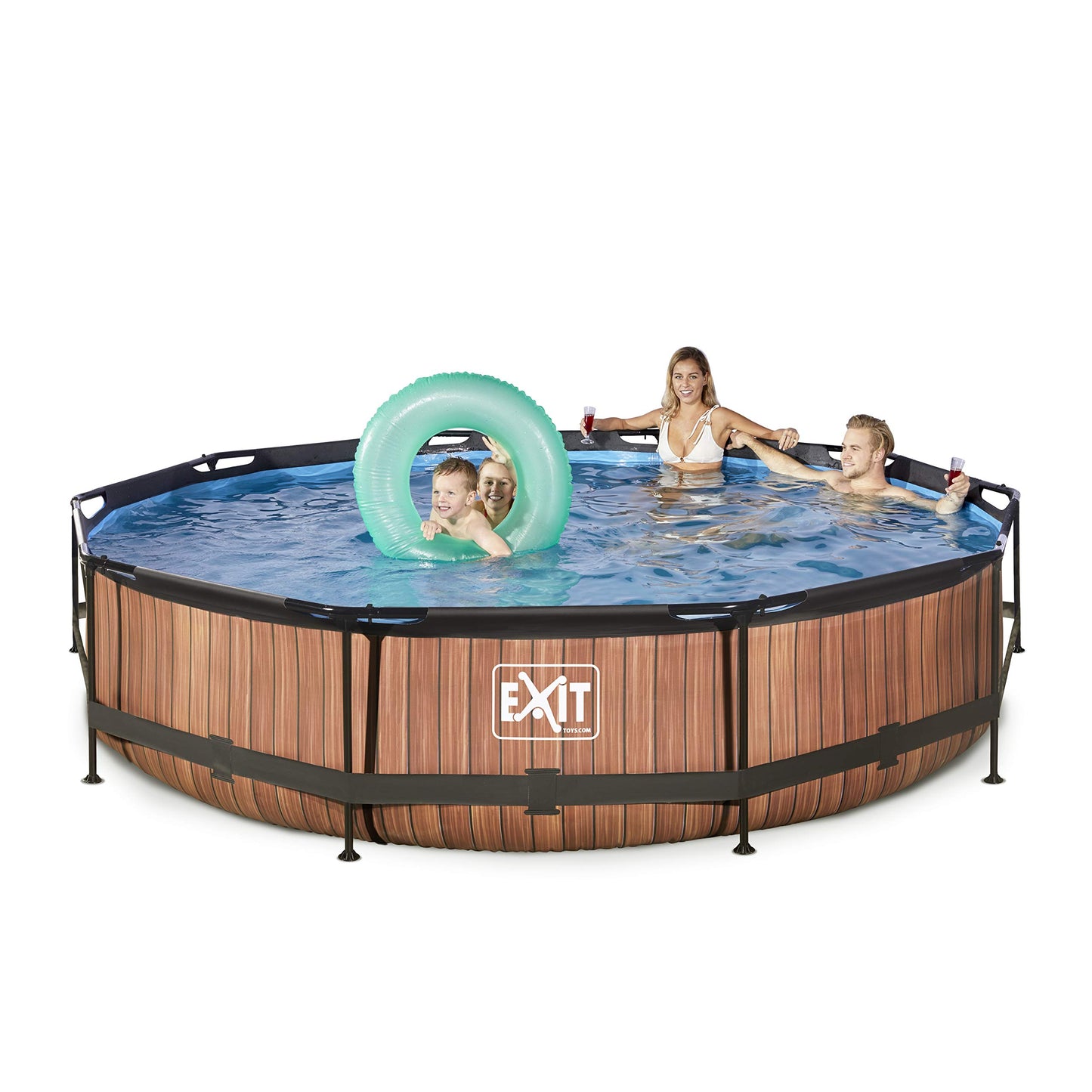 EXIT Toys Soft Grey Pool - 300x200x65cm - Rechteckiger, Kompakter Rahmenpool mit Kartuschenfilterpumpe - Leicht Zugänglich - Für Kleinkinder Geeignet - Starker Rahmen - Einzigartiges Design - Grau