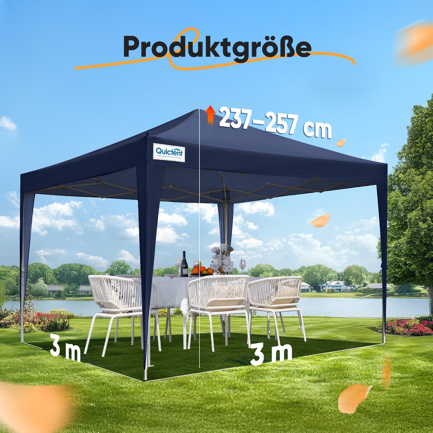 Quictent Gazebo 3 x 3 Folding Gazebo with 4 Side Panels, Waterproof Garden Gazebo (Khaki)