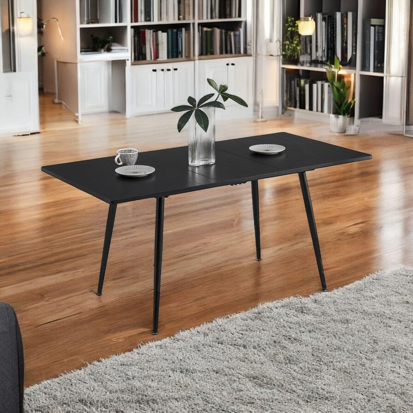 FurnitureR Esstisch, ausziehbar, L-120 – 160 cm für 6 – 8 Personen, Elegantes Design, Tischplatte aus weißem Marmor, MDF mit Metallbeinen, vielseitig und minimalistisch, Küchentisch