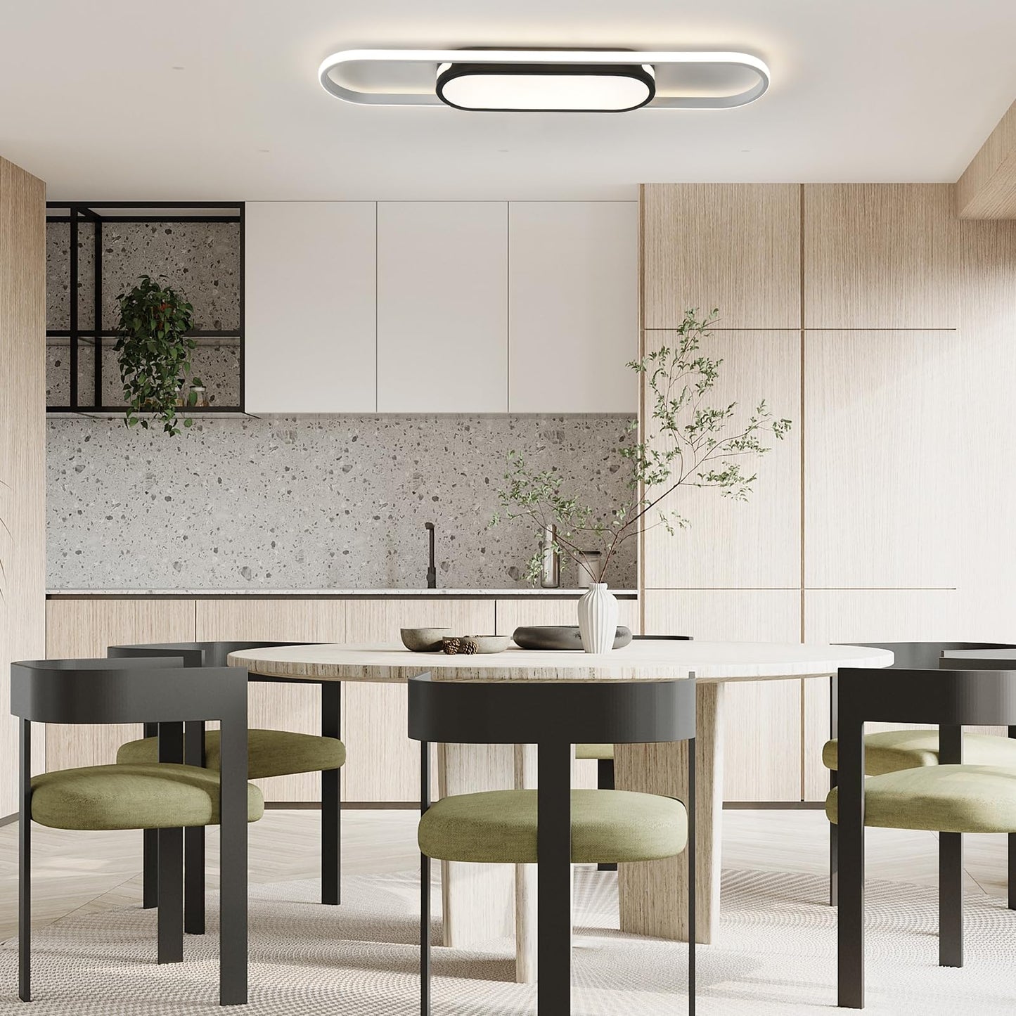 Oninio Modern LED Ceiling Light Dimmable Ceiling Light with Remote Control 70 cm Ceiling Light for Living Room, Kitchen, Dining Room, Bedroom, 40 W (Gold)