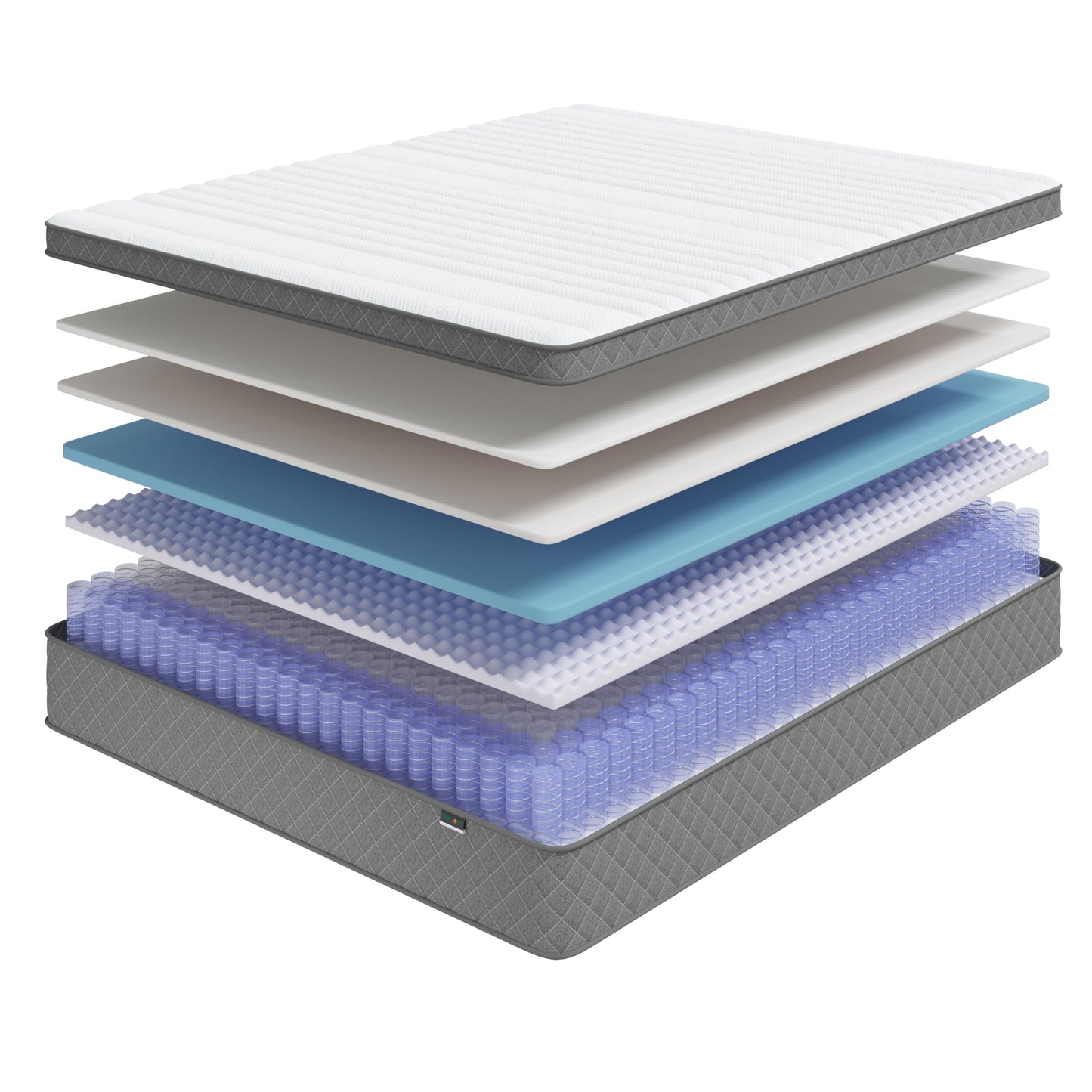 PurrJoys Mattress 140 x 200 x 25 cm - Pocket Spring Core & Memory Foam, Medium Hardness, Breathable, Movement Insulating, CertiPUR-US & Oeko-Tex, No Fibreglass