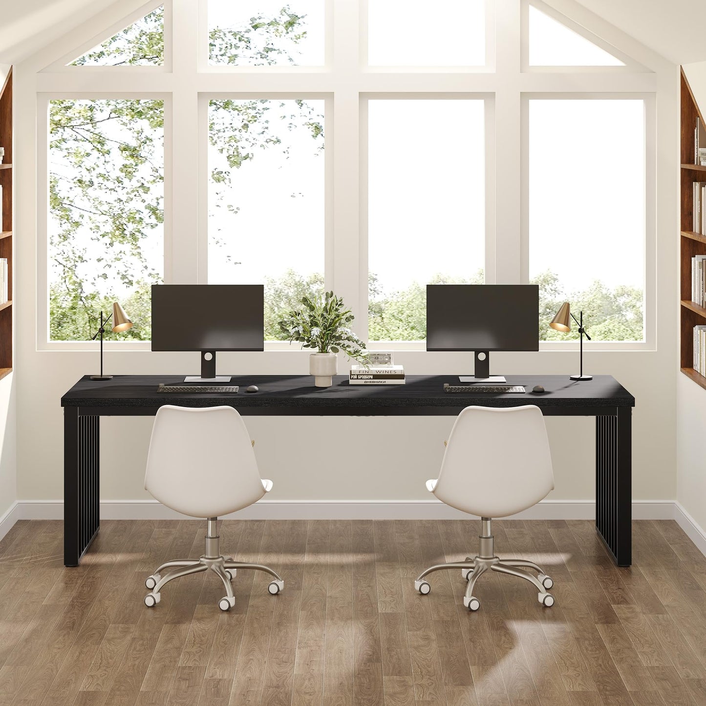 Tribesigns 180 cm Schreibtisch, großer Computertisch PC Tisch Bürotisch mit robustem Metallgestell, Arbeitsstation für Home Office zu Hause Schreibtische, Konferenztisch (ohne Stuhl) (Braun)