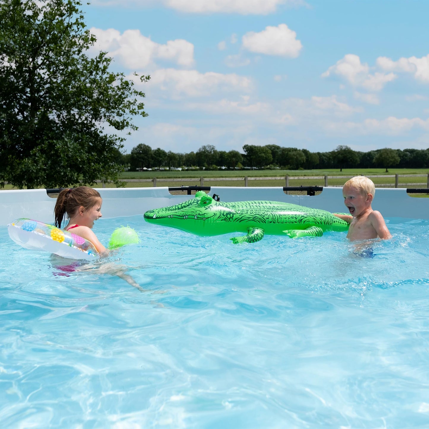 EXIT Toys Soft Grey Pool - 300x200x65cm - Rechteckiger, Kompakter Rahmenpool mit Kartuschenfilterpumpe - Leicht Zugänglich - Für Kleinkinder Geeignet - Starker Rahmen - Einzigartiges Design - Grau