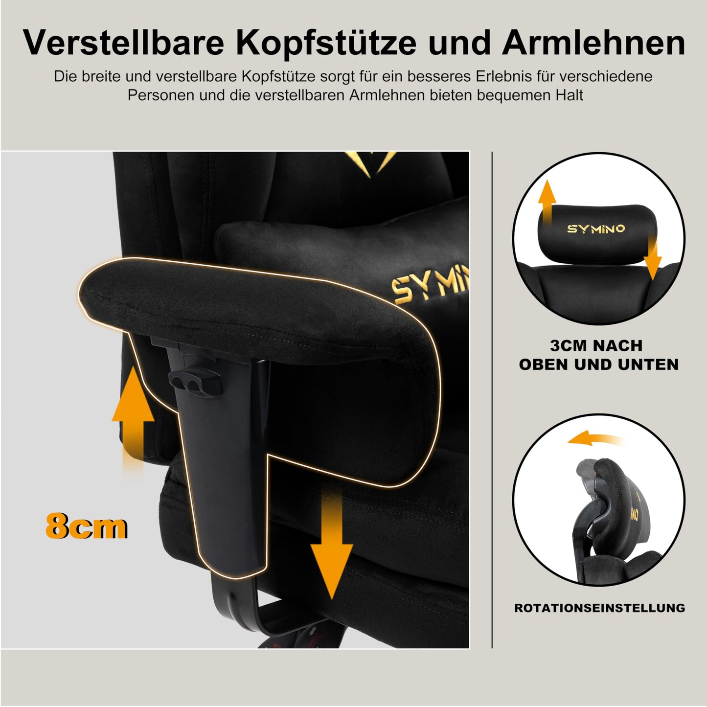 Symino Gaming Stuhl Chefsessel Bürostuhl Ergonomisch, Wildlederimitat Schreibtischstuhl mit Fußstütze Höhenverstellbarer Office Chair Computerstuhl 130kg, Schwarz