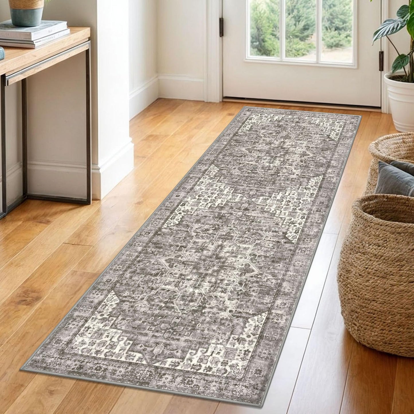 2x3 Blue Washable Rug for Entrance, Soft Traditional Area Rug, Non-Slip Printed Kitchen Rugs, Low-Pile Medallion Indoor Door Mat, Small Farmhouse Carpet for Entryway Kitchen Foyer Bedside