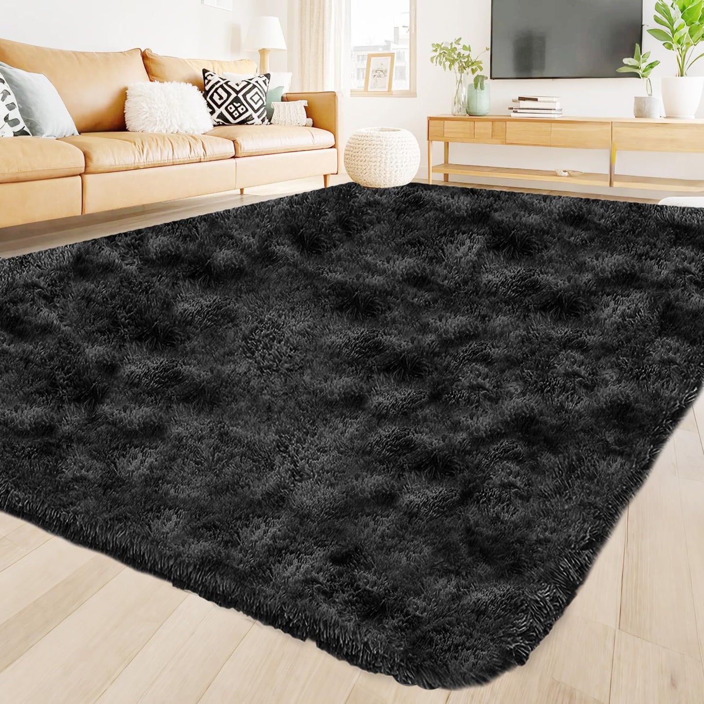 High Pile Living Room Rug, 140 x 200 cm, Cream Fuzzy Shaggy Fluffy Rug for Bedroom Rugs, Modern Plush Living Room Rug, Bed Rug, High-Pile Carpet, Non-Slip for Children's Room