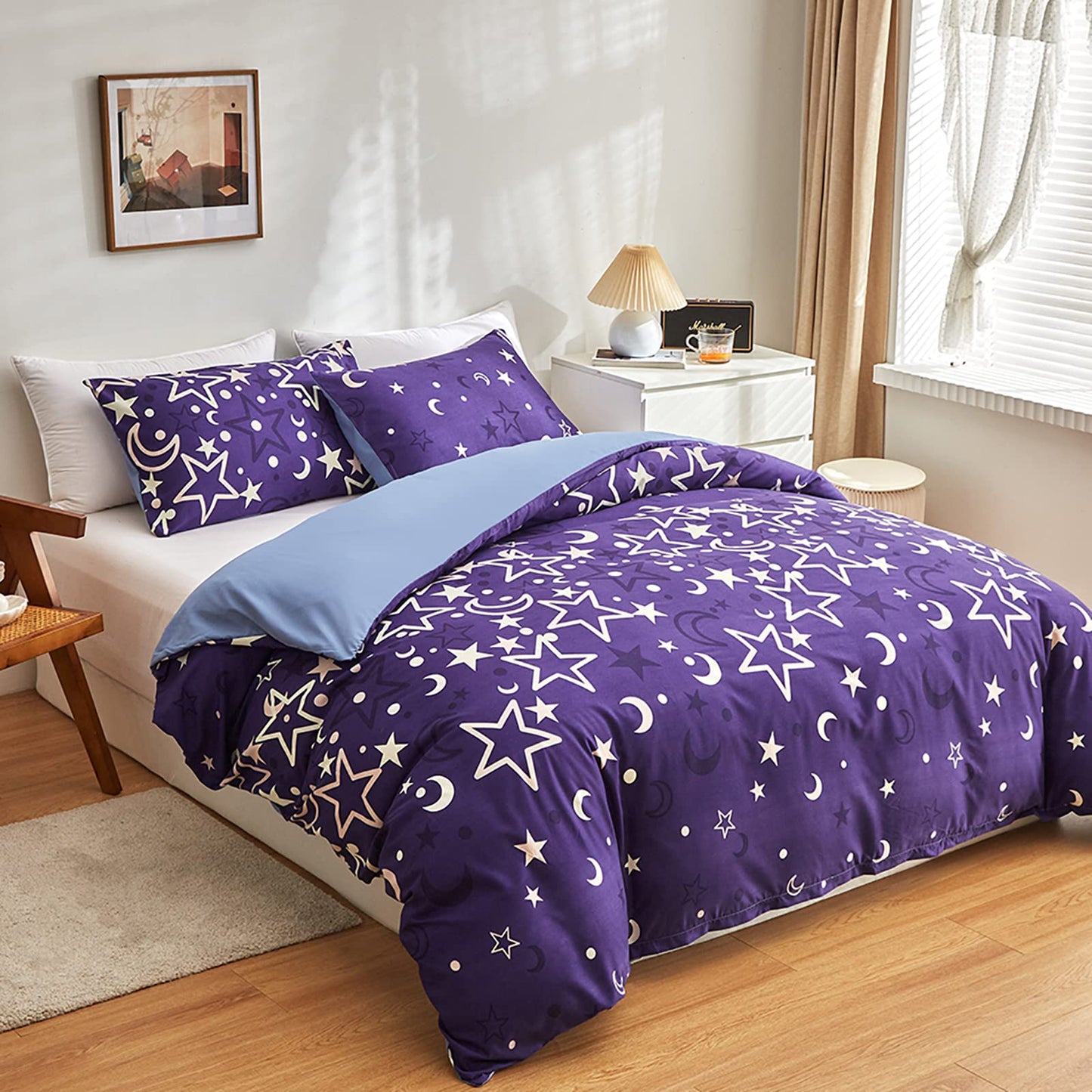 GETIYA Cartoon Hearts Bed Linen, 135 x 200 cm, Girls'/Women’s/Children’s Bed Linen, Pink Hearts Pattern, Duvet Cover, Microfibre, Duvet Cover, Light Pink, with Zip and Pillowcase, 80 x 80 cm