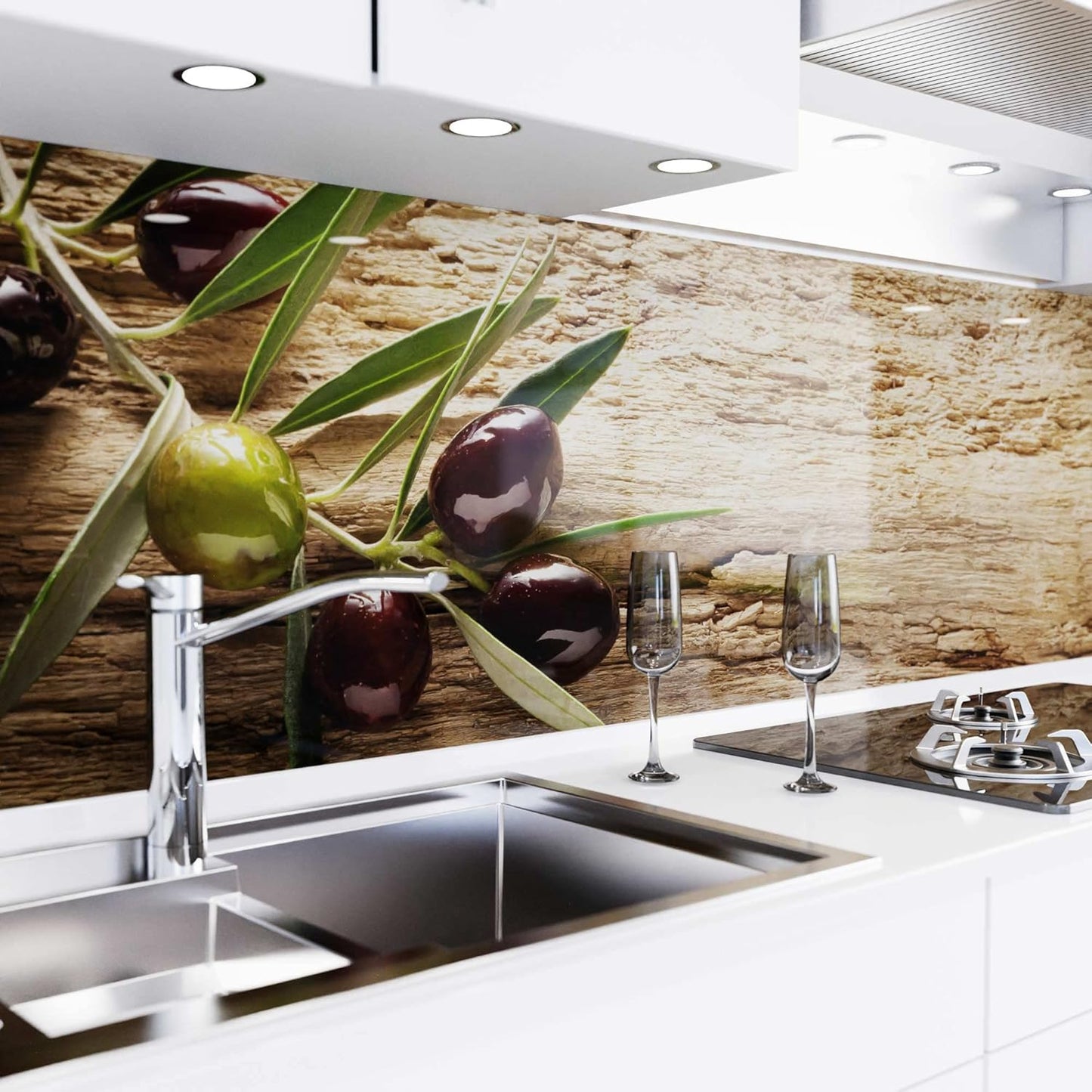 danario Küchenrückwand selbstklebend - Glasoptik - Spritzschutz Küche - versteifte PET Folie - 0,8 mm - Marmor schwarz - 60cm x 60cm