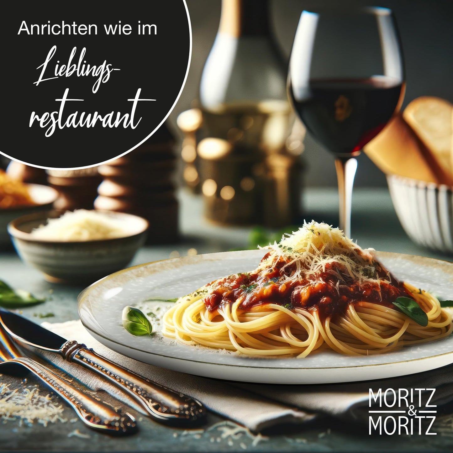 Moritz & Moritz BLOSSOM 18-Piece Crockery Set for 6 People, Elegant Plate Set Made of High-Quality Porcelain with Floral Design, Crockery Set of 6 x Dinner Plates, 6 x Dessert Plates, 6 x Soup Plates