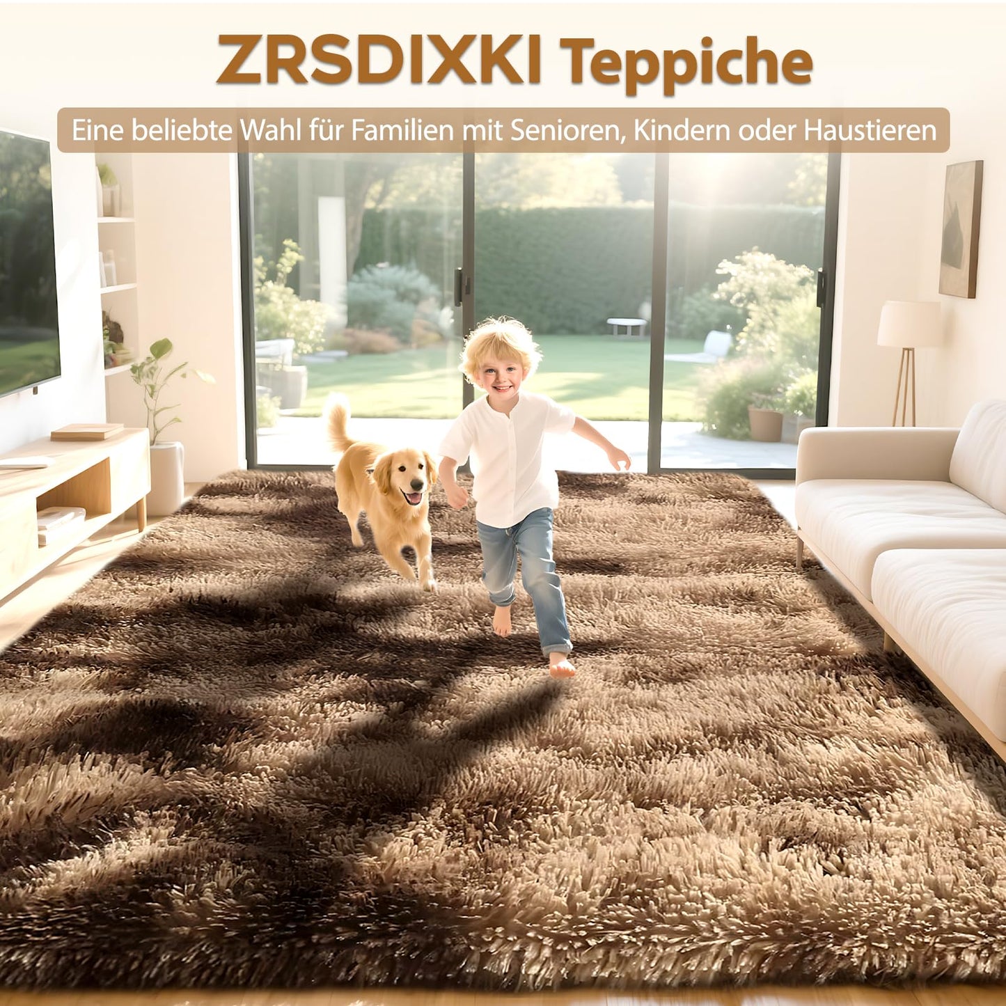 ZRSDIXKI Living Room Rugs 160 x 230 cm, Extra Large Shaggy Soft Rug, Fluffy Area Carpet, Modern Tie-dye Carpet, Washable Rugs for Home Decor, Bedroom, Dorm, Kids Room Lounge Office, Dark Grey