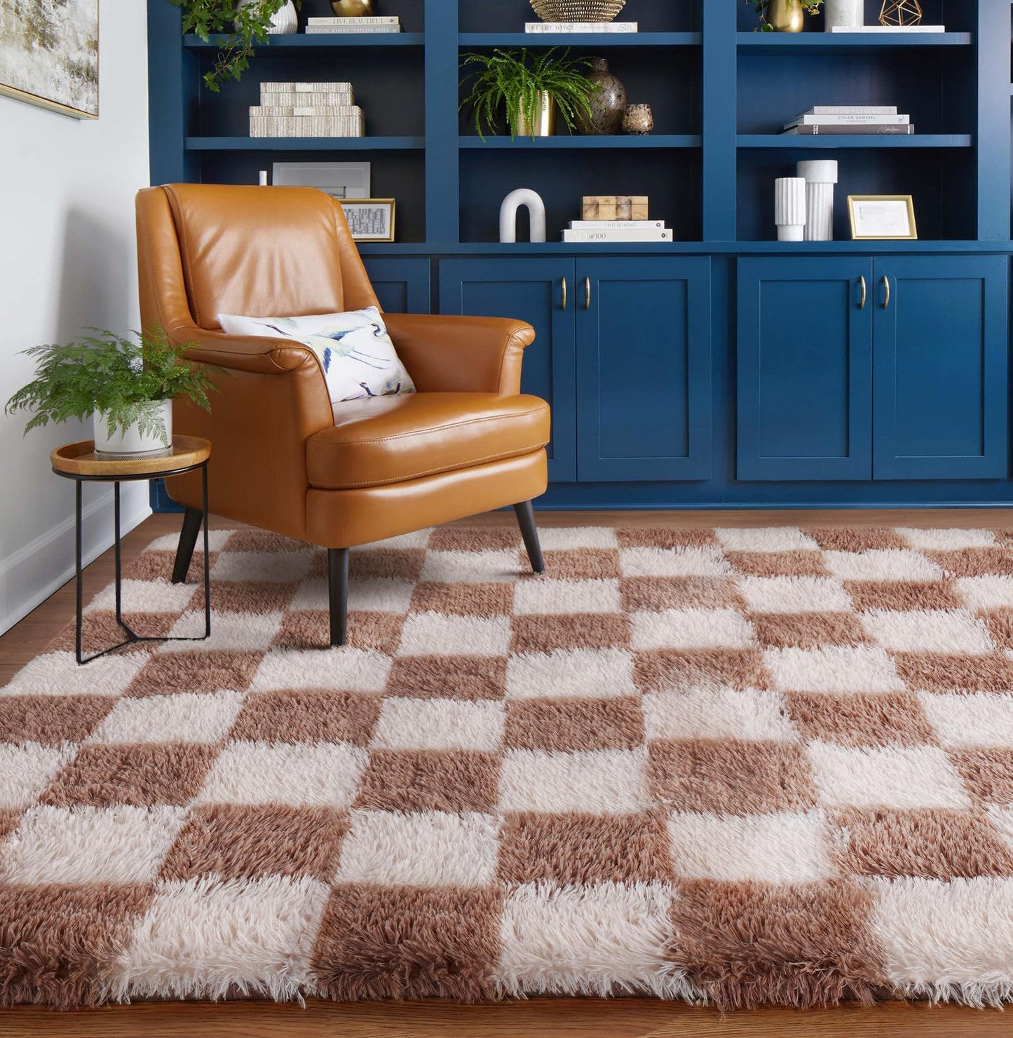 BYBSRLL Checked Rug Pink and White 120 x 180 cm High Pile Soft Fluffy Cuddly Rug Washable Rug Living Room Bedroom Children's Room Girls Non-Slip Rugs for Living Room