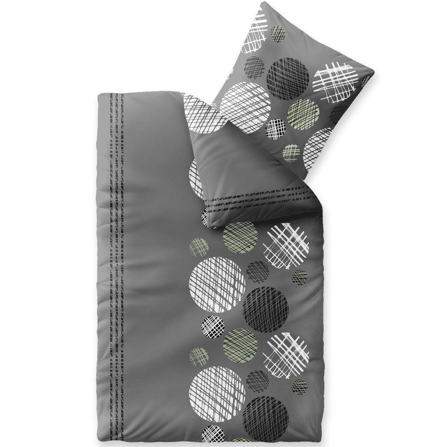 CelinaTex Touchme Flannelette Bed Linen, 135 x 200 cm, 2-Piece Cotton Duvet Cover Set, Bedding Set for Summer and Winter, All Year Round, Easy Care, Filia Dots, Beige/White/Grey/Anthracite
