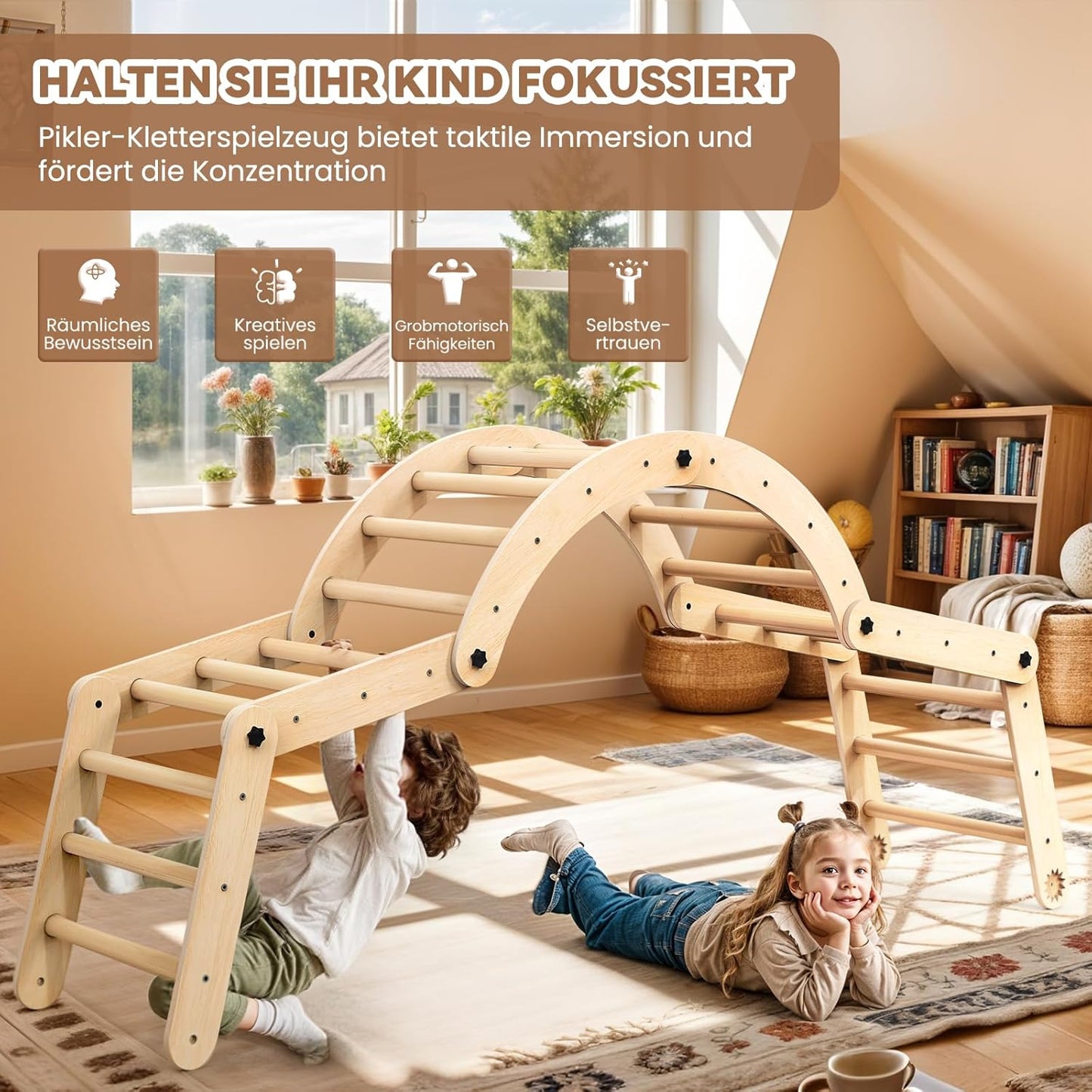 Indoor Climbing Frame, Climbing Triangle, Wooden Climbing Arch with Slide Indoor, Climbing Baby Children's Slide, Indoor Climbing Frame Children, Montessori Climbing Frame, Pikler Triangle Climbing