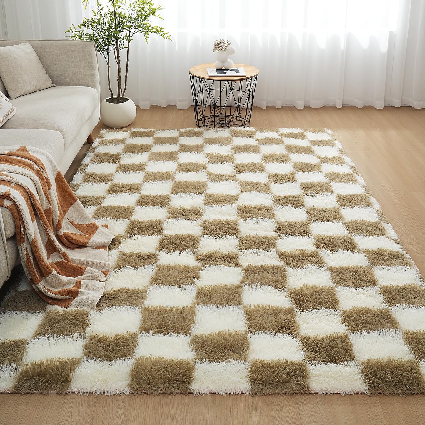 Shag Area Rugs for Bedroom Living Room,4X6 Ultra Soft Fluffy Area Rugs for Dorm, Indoor Carpet Nursery Rugs for Kids Room Home Decor,Tie-Dye Grey