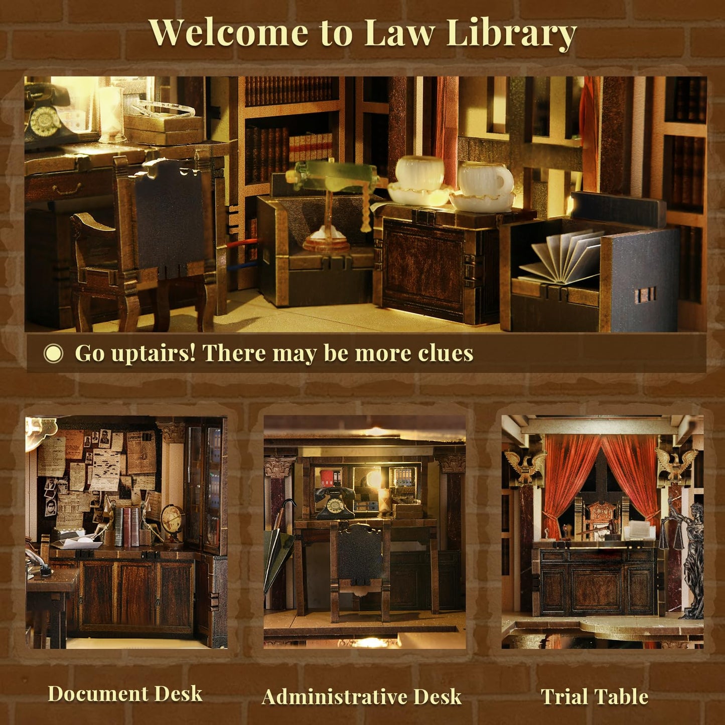 MiniCity Book Nook Kit, DIY Miniature Dollhouse Booknook Kit, 3D Wooden Puzzle Bookend Bookshelf Insert Decor for Teenagers and Adults (Library of Gods Max)