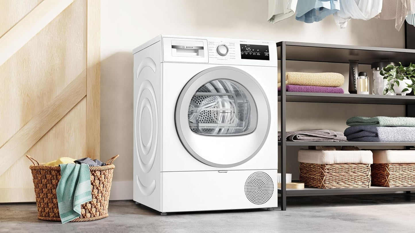 Bosch WTH85VWJN, Serie 4, Wärmepumpentrockner, 8 kg, AutoDry, Quick-40-Trocknen, Nachlegefunktion, Sensitive-Drying-System, Anti Vibration Design, 63 dB, LED-Display, Touch-Control, Zeitvorwahl