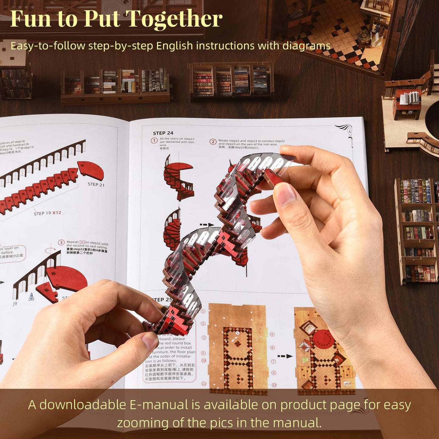 MiniCity Book Nook Kit, DIY Miniature Dollhouse Booknook Kit, 3D Wooden Puzzle Bookend Bookshelf Insert Decor for Teenagers and Adults (Library of Gods Max)