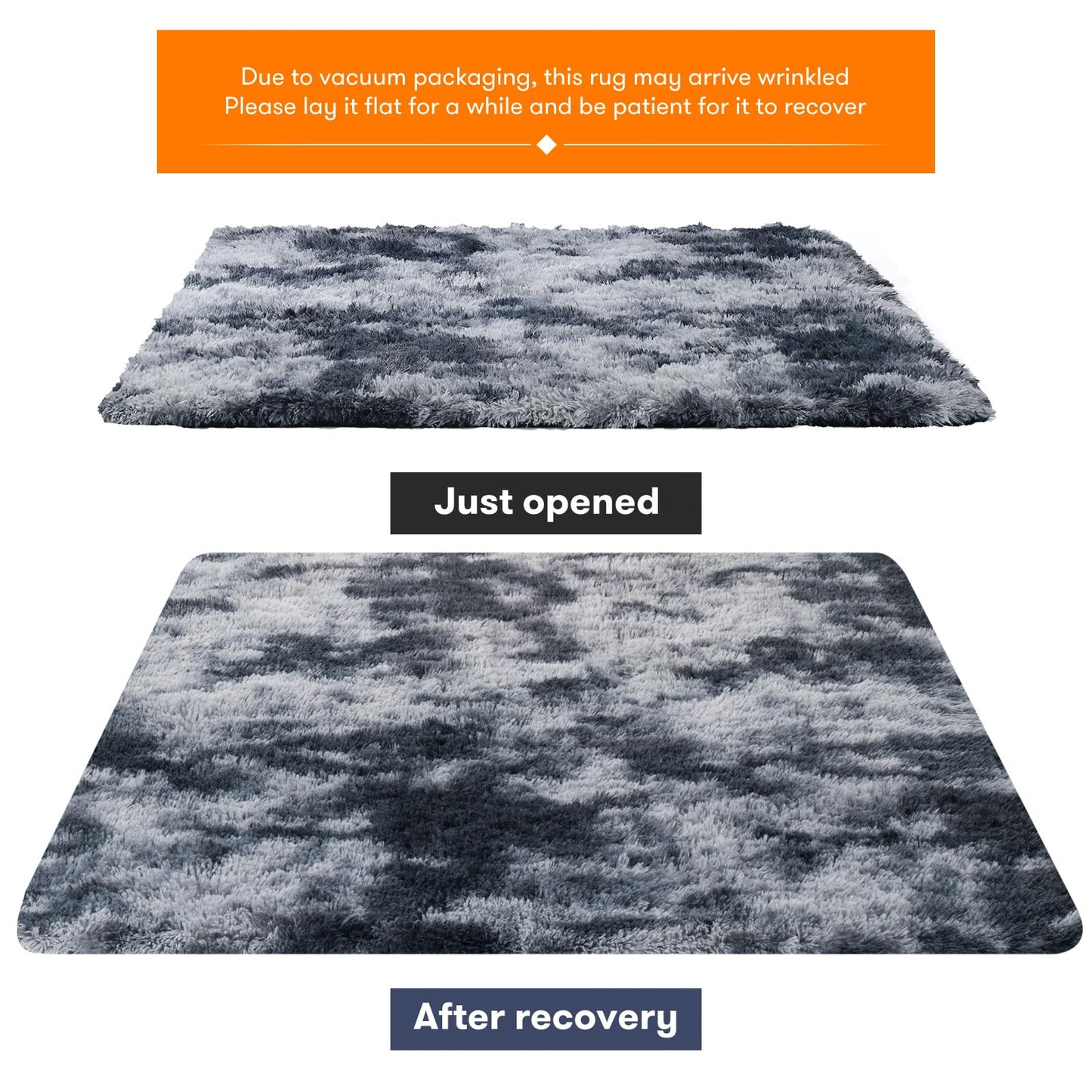 JOJOSEE Hochflor Teppich Wohnzimmer, 200 x 300 cm Anti-Rutsch Wohnzimmerteppich, Waschbarer Flauschiger Teppich für Schlafzimmer & Kinderzimmer, Hellgrau