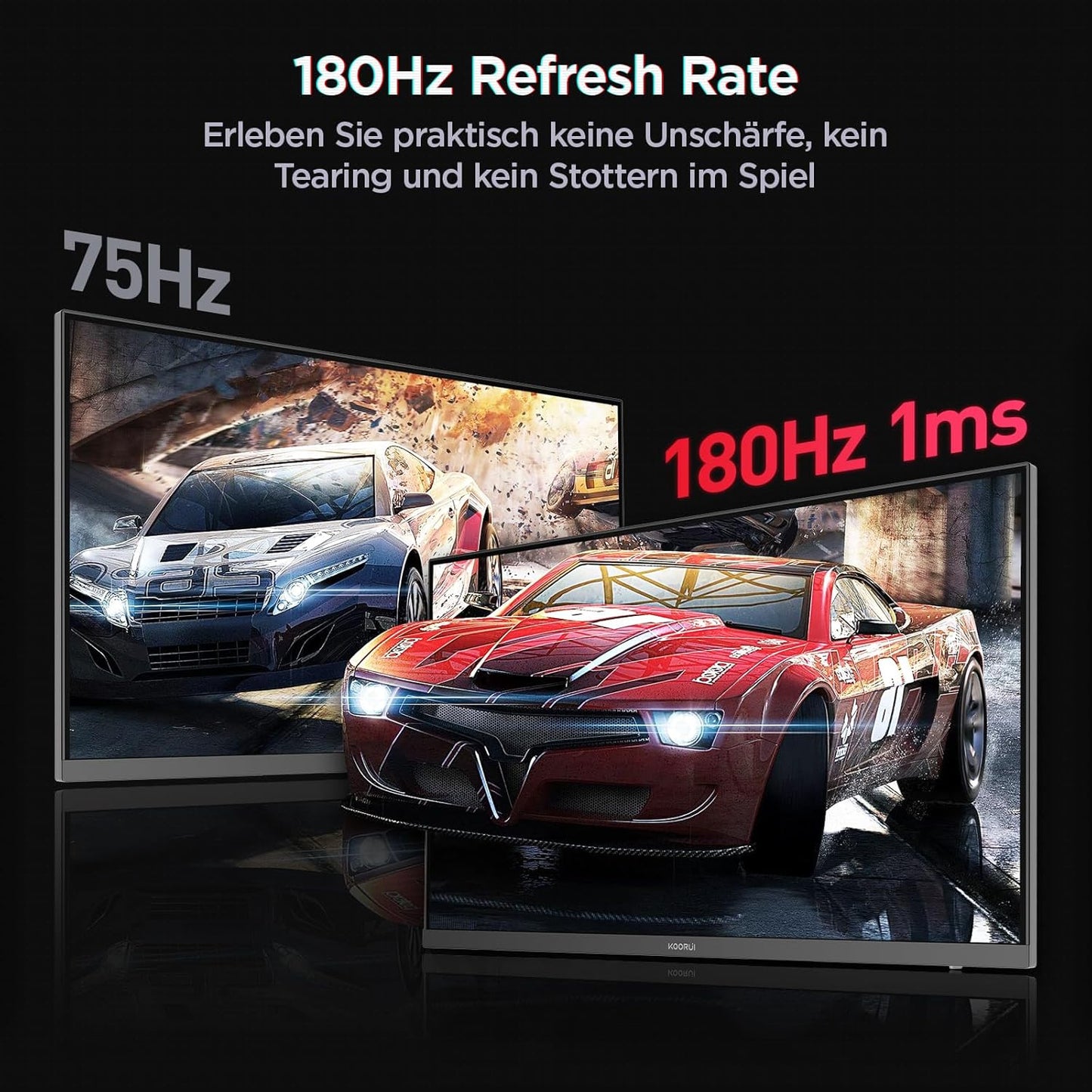 KOORUI Gaming Monitor 24 Inches, 200Hz PC Screen FHD 1920 x 1080 Fast IPS HDR400, Adaptive Sync 1ms, HDMI 2.0 & DP 1.4, VESA 75 x 75 mm-G2411P