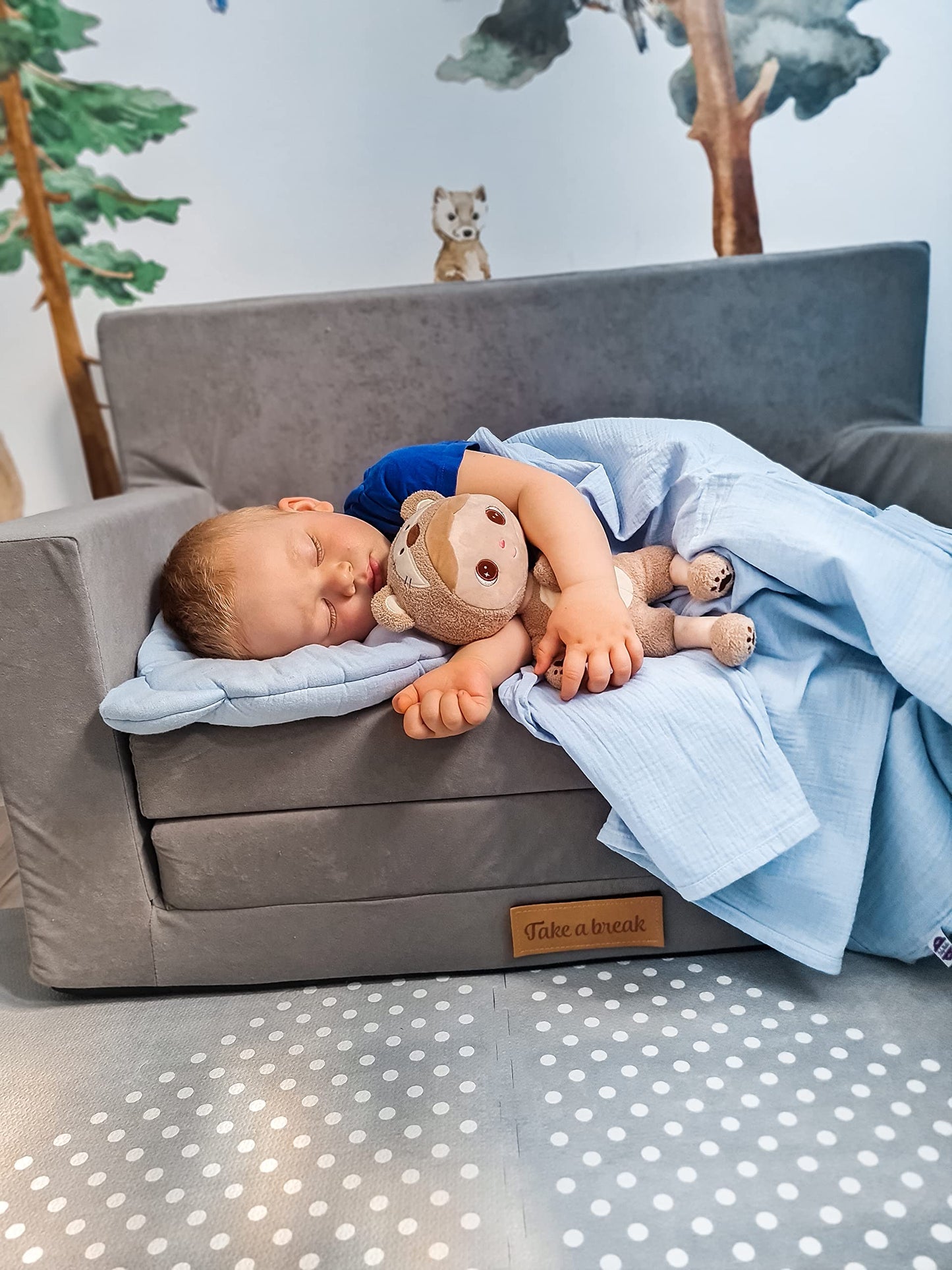 Flumi Personalised Children's/Teenager's Couch/Armchair/Sofa Bed, with Engraving of Child's Name, Play Sofa, Sleeping Chair, Bed Function, Children's Furniture, 92 x 40 x 60 cm, Microfibre (Grey)