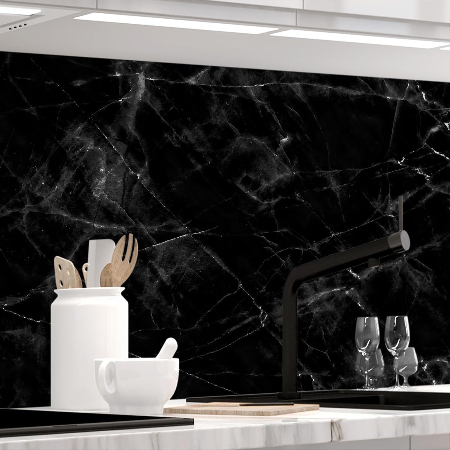 StickerProfis Küchenrückwand selbstklebend Glasoptik - GEWÜRZSCHALEN - 1.8mm, Versteift, alle Untergründe, Hart PET Material, Premium 60 x 80cm