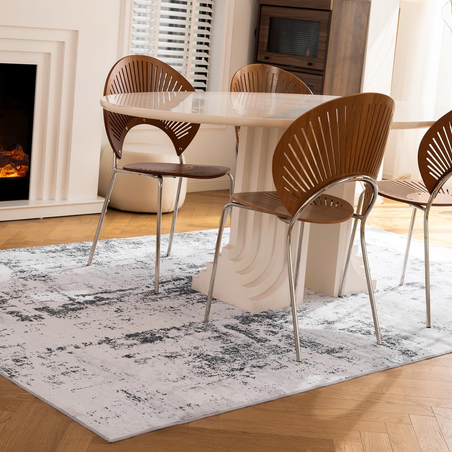 UMINEUX Washable Area Rug 5'x7' Large Modern Abstract Living Room Rug with Anti-Slip Rubber Backing, Ultra Soft Low Pile Rugs Carpet for Dining Room Bedroom Home Office Decor