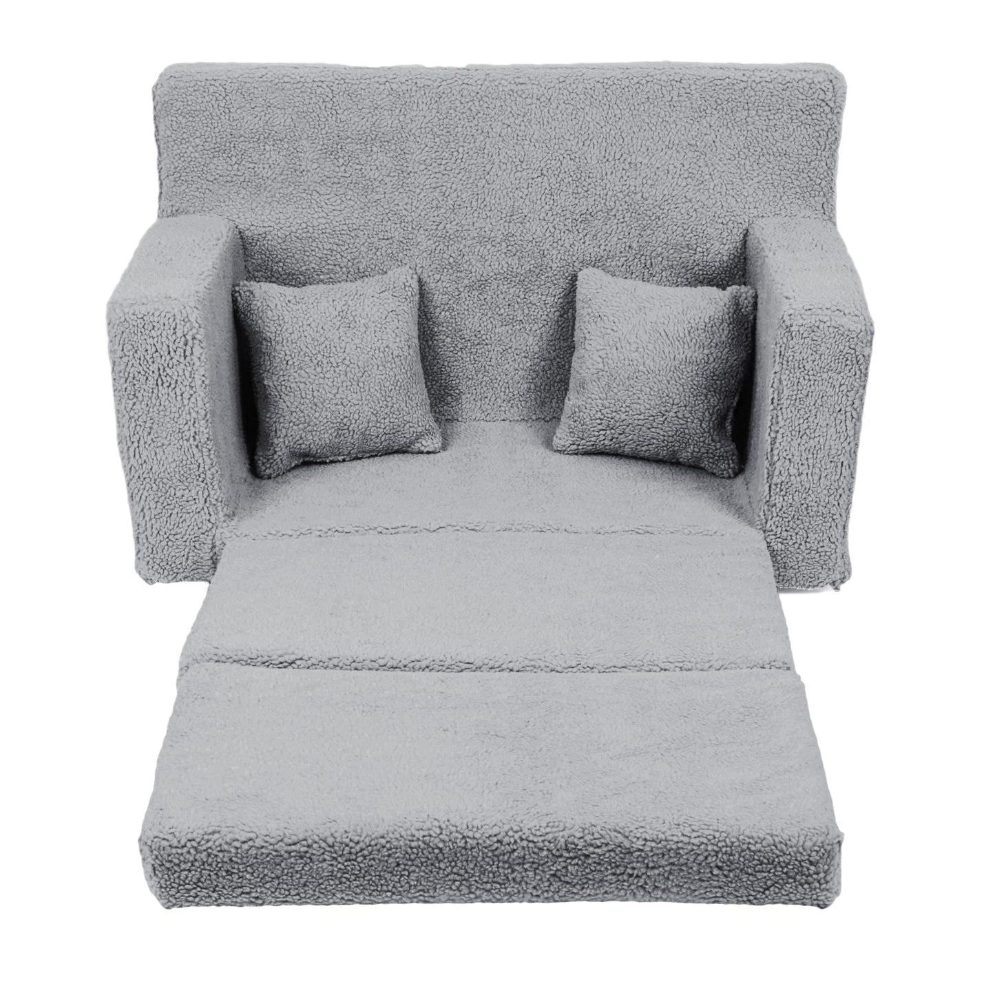 Flumi Personalised Children's/Teenager's Couch/Armchair/Sofa Bed, with Engraving of Child's Name, Play Sofa, Sleeping Chair, Bed Function, Children's Furniture, 92 x 40 x 60 cm, Microfibre (Grey)