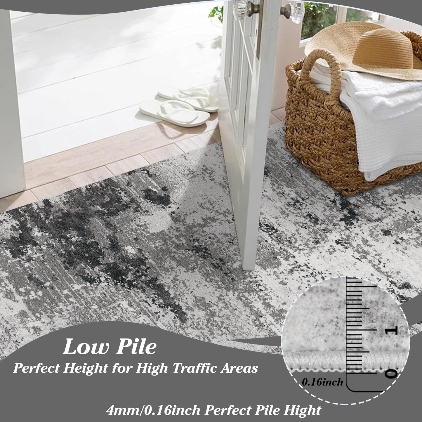 Cekene Washable Area Rugs for Living Room Large 160 x 230 cm Taupe Ultra Thin Bedroom Rugs Non-Slip Modern Abstract Floor Rug for Dining Room Kitchen Office