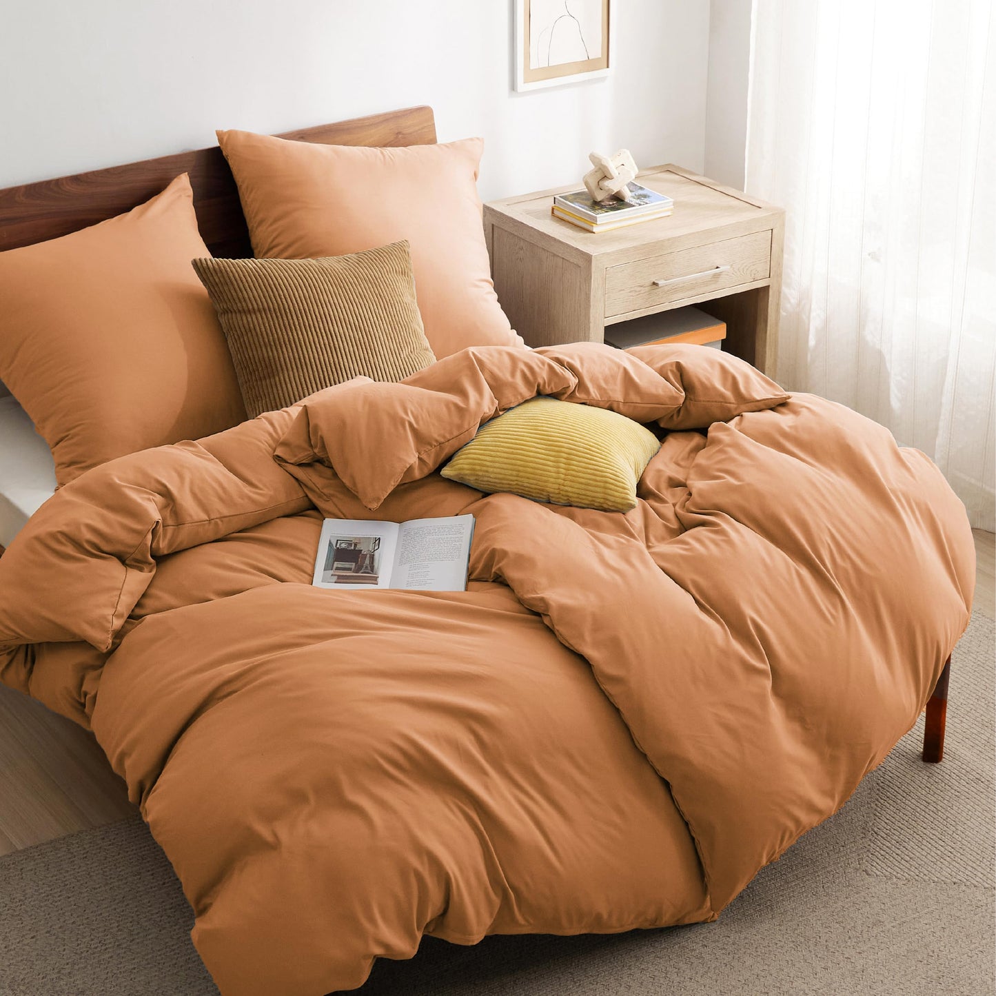 Bedsure Bed Linen 135 x 200 cm, 4-Piece Anthracite Bed Linen, 2 Duvet Covers 135 x 200 cm and 2 Pillowcases 80 x 80 cm, Oeko-Tex Bed Linen Sets, Polyester Microfibre with Zip