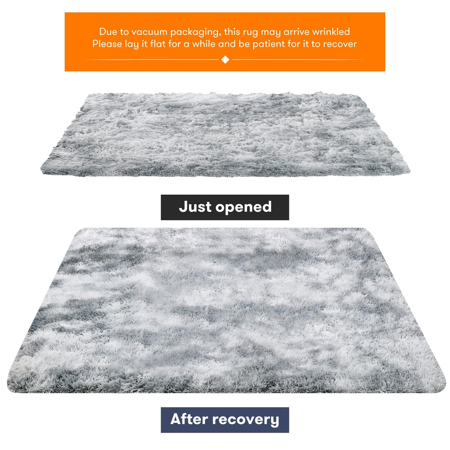 JOJOSEE Hochflor Teppich Wohnzimmer, 200 x 300 cm Anti-Rutsch Wohnzimmerteppich, Waschbarer Flauschiger Teppich für Schlafzimmer & Kinderzimmer, Hellgrau