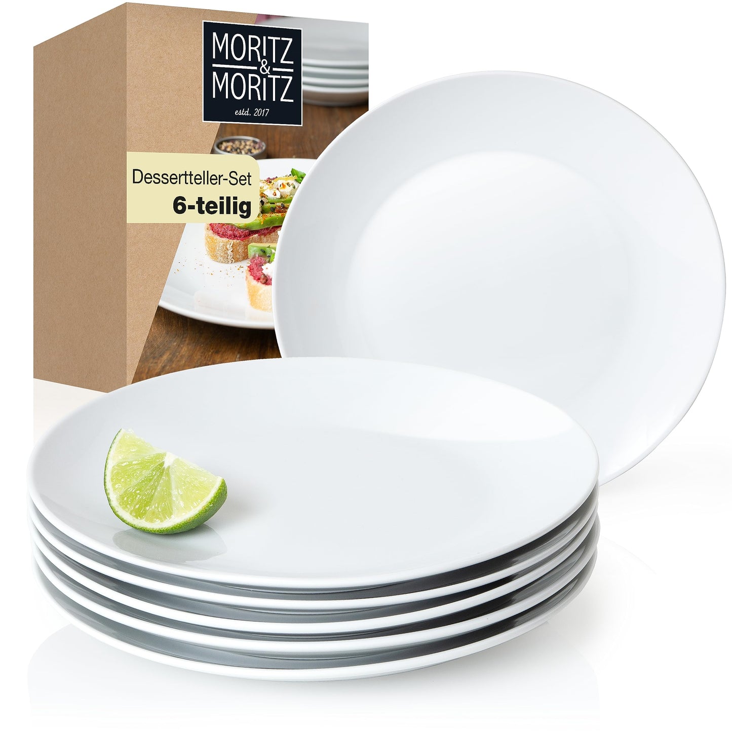 Moritz & Moritz BASIC Kaffeetassen Set 6-teilig - ca. 300ml aus hochwertigem Porzellan in klassischem Weiß - Perfekt für Kaffee, Tee, heiße Schokolade, Cappuccino