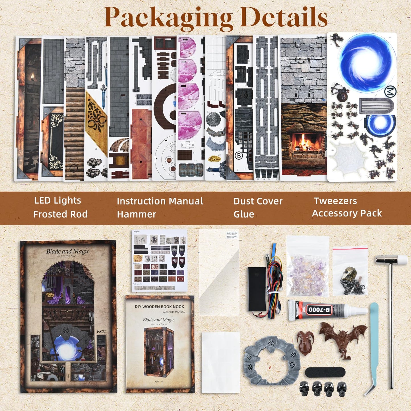MiniCity Book Nook Kit, DIY Miniature Dollhouse Booknook Kit, 3D Wooden Puzzle Bookend Bookshelf Insert Decor for Teenagers and Adults (Library of Gods Max)