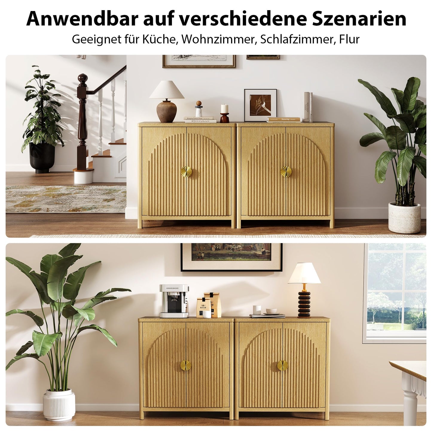 Lvifur Sideboard, Küchenschrank mit 2 Türen für Wohnzimmer, Küche, Esszimmer,80cm Breit Küchenbuffet aus Holz mit Arbeitsplatte & Ausreichend Stauraum für Flur