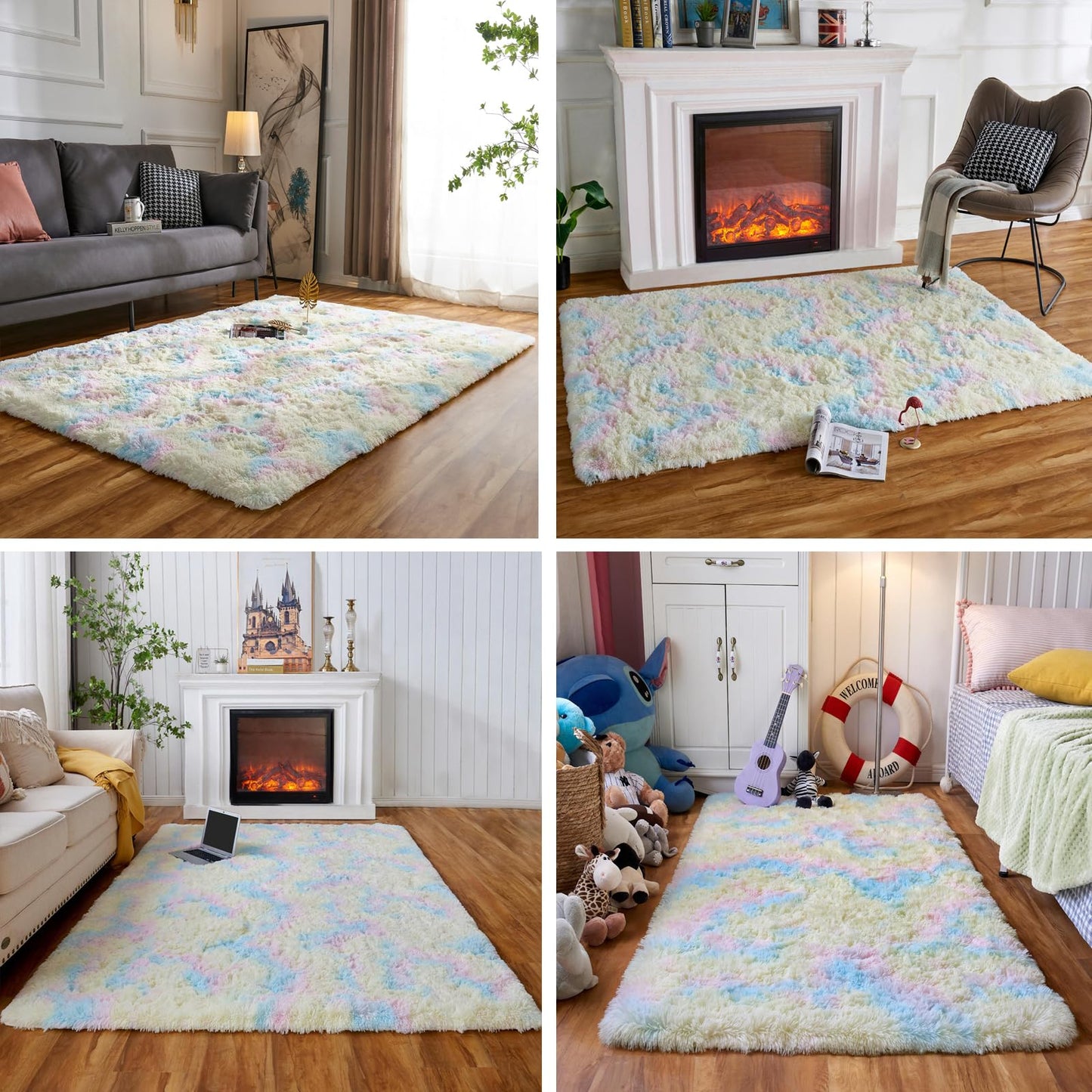 Obundi Pink Rug, Fluffy Living Room, Rugs, Teenager's Room, Girls, Soft Non-Slip Bedroom Carpet, Office, Small Rug (Pink, 60 x 120 cm)