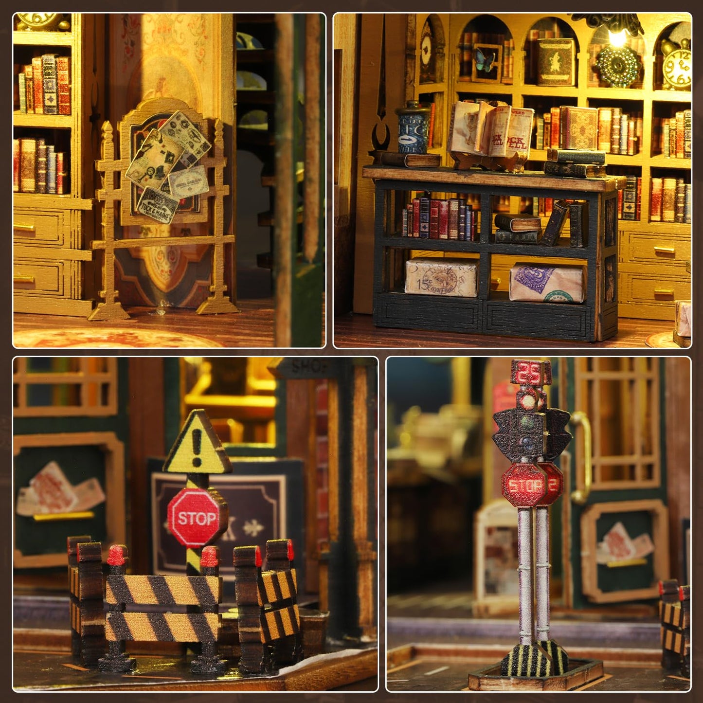 Mostop DIY Miniature Dollhouse Kit,Wooden Dollhouse Construction Kit,Miniature House Kit with LED Light und Bewegungen,Creative Room Idea for Children/Adults,Magic House,DIY Kits (Twilight Book City)