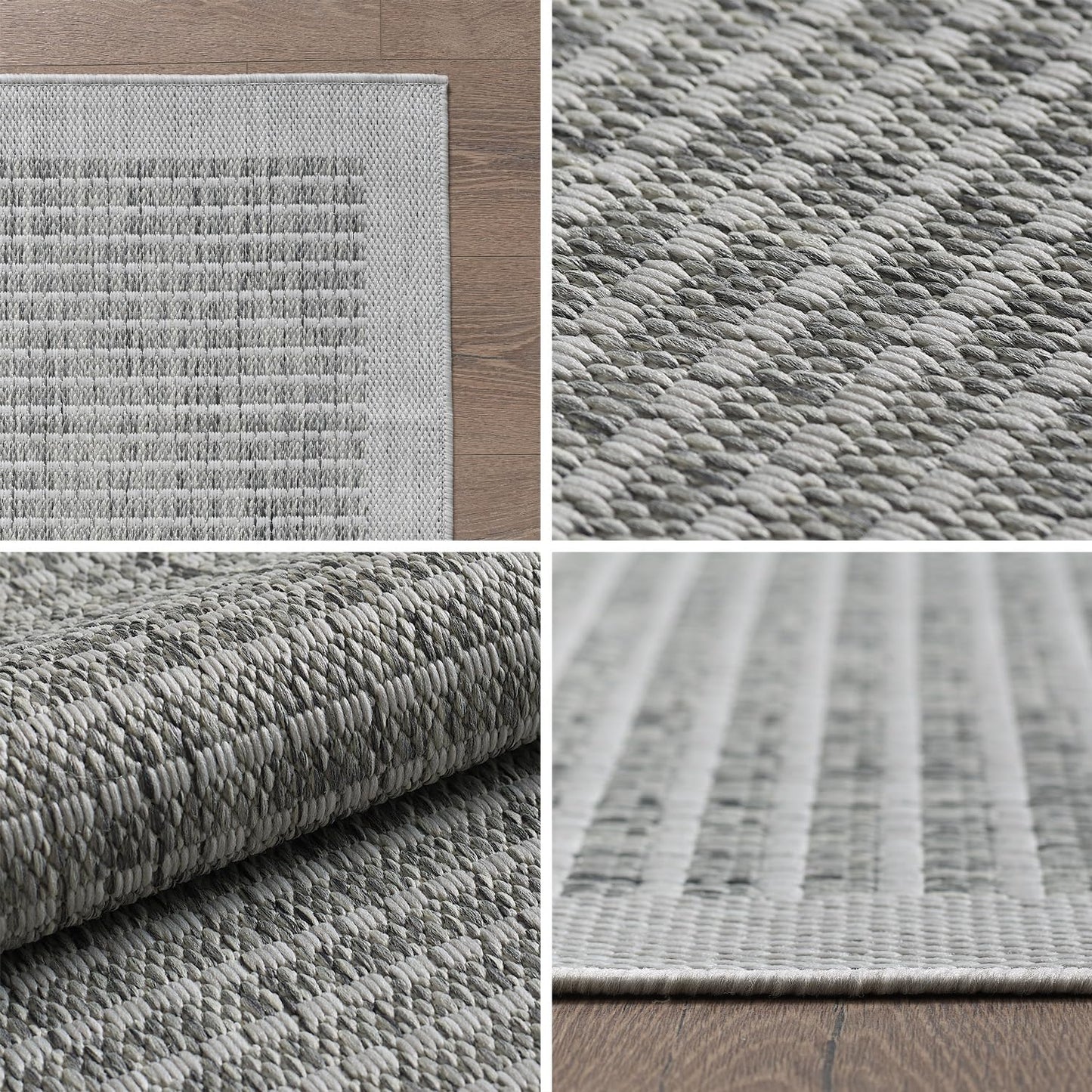 SIMPEX Outdoor Weatherproof Rug for Patio, Balcony, Garden, Kitchen, Plain Design, Flat Weave, Sisal Look, Washable Rug, Size: 140 x 200 cm, Colour: Beige