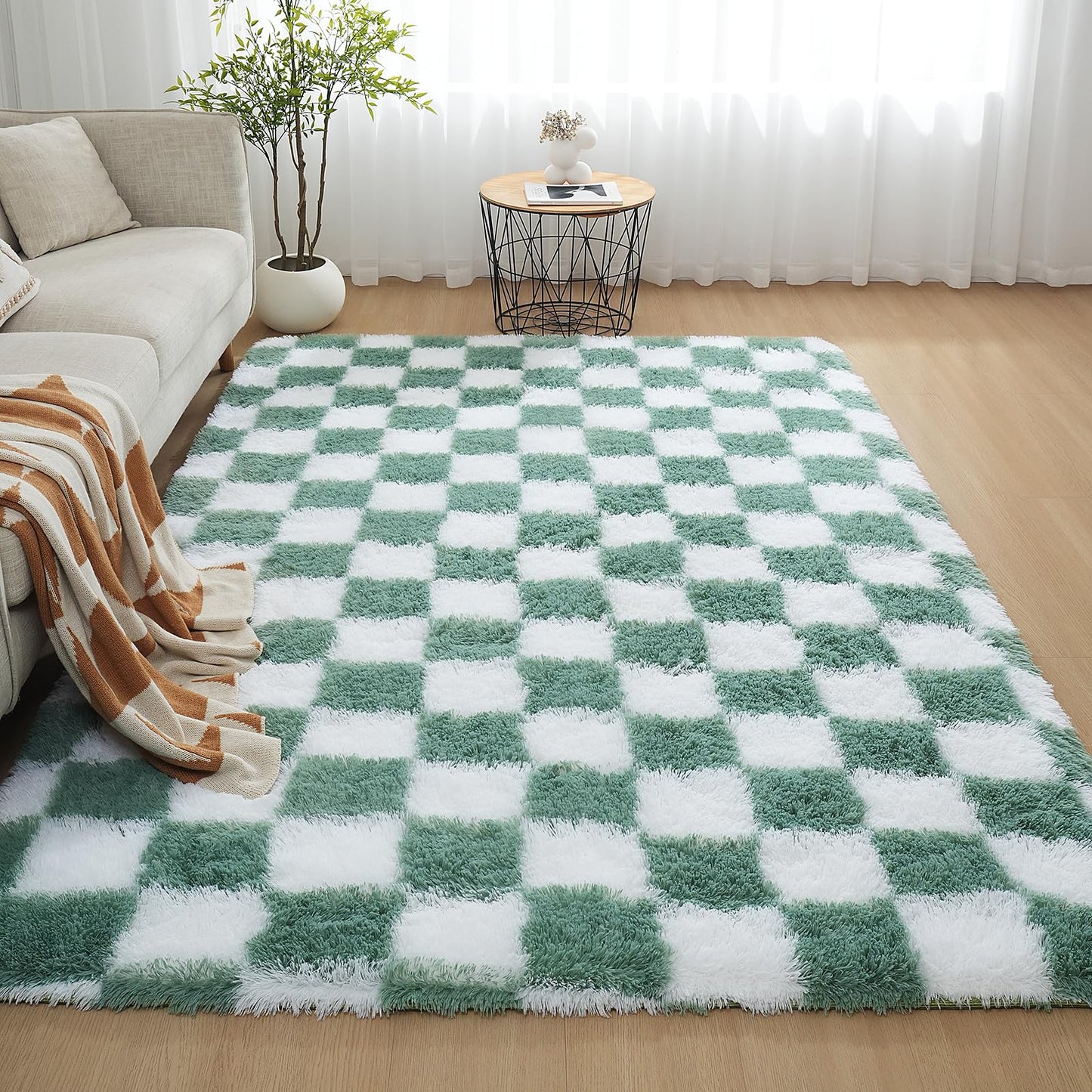 Shag Area Rugs for Bedroom Living Room,4X6 Ultra Soft Fluffy Area Rugs for Dorm, Indoor Carpet Nursery Rugs for Kids Room Home Decor,Tie-Dye Grey