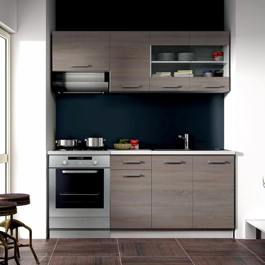 Kuechen-preisbombe Dave Mini Kitchen Unit 180 cm Single Kitchen Unit Oak Sonoma Truffle