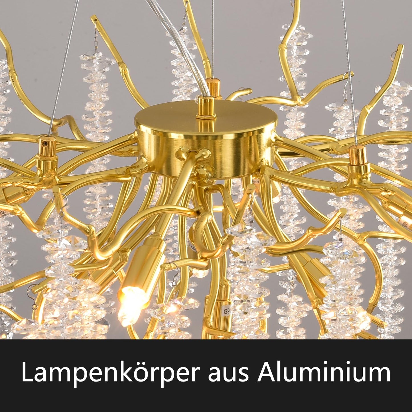 AHXIAOZN Modern Kronleuchter Kristall Leuchte,Luxus Kristall Pendelleuchte,Dimmbar Rund Kristall Hängeleuchte,für Esszimmer, Küche, Wohnzimmer, Schlafzimmer, Flur, Café,Bar(Gold,60cm)